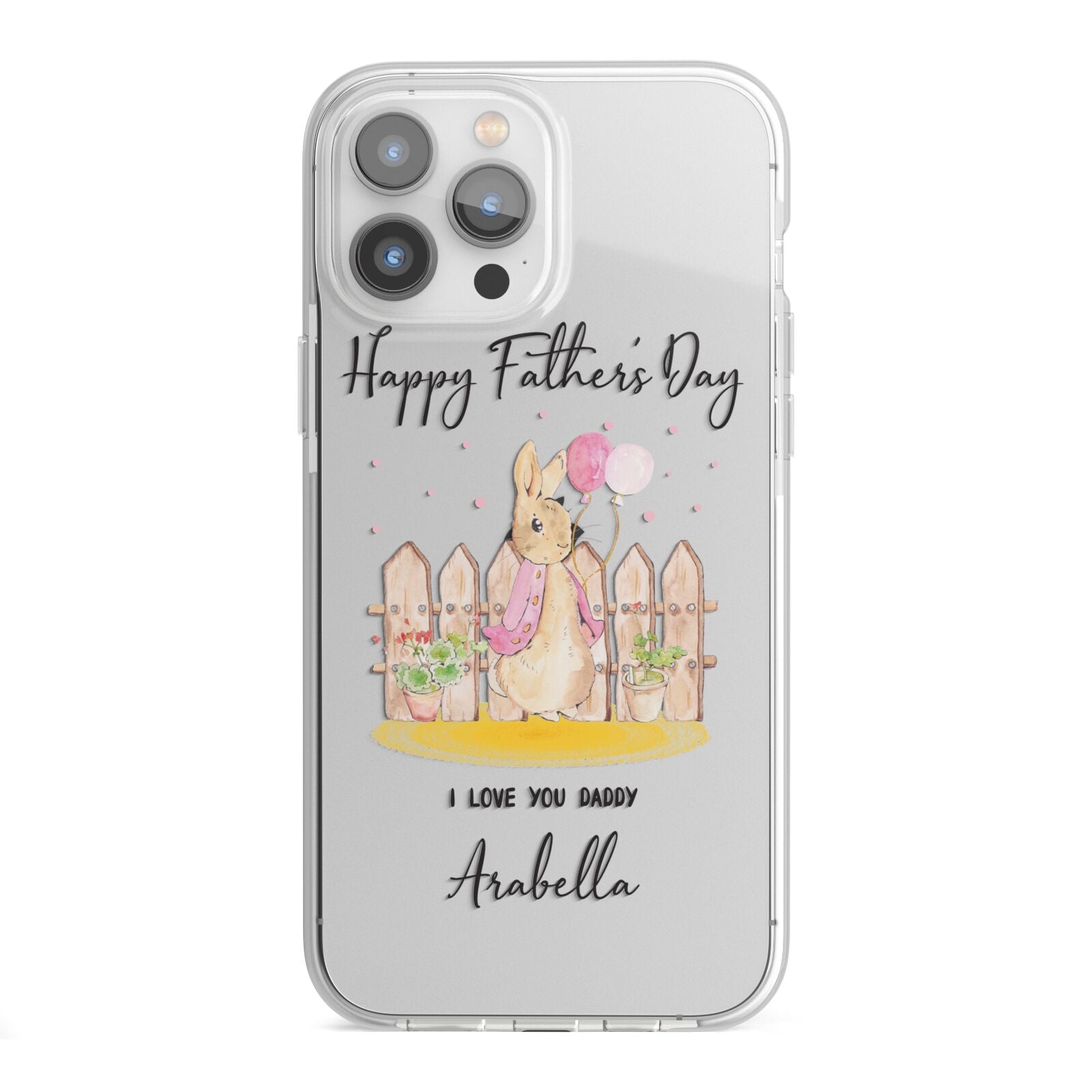 Fathers Day Girl Rabbit iPhone 13 Pro Max TPU Impact Case with White Edges