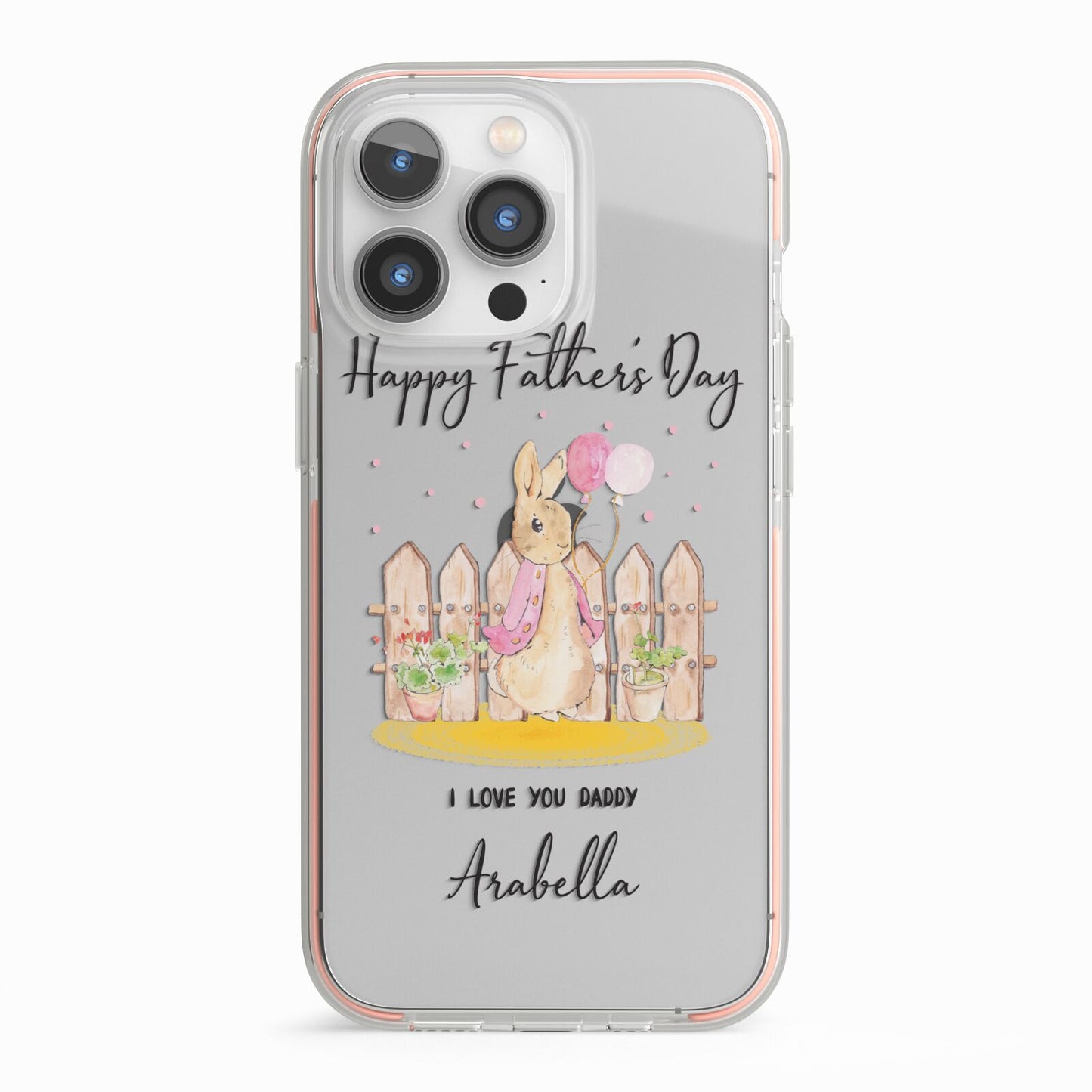 Fathers Day Girl Rabbit iPhone 13 Pro TPU Impact Case with Pink Edges