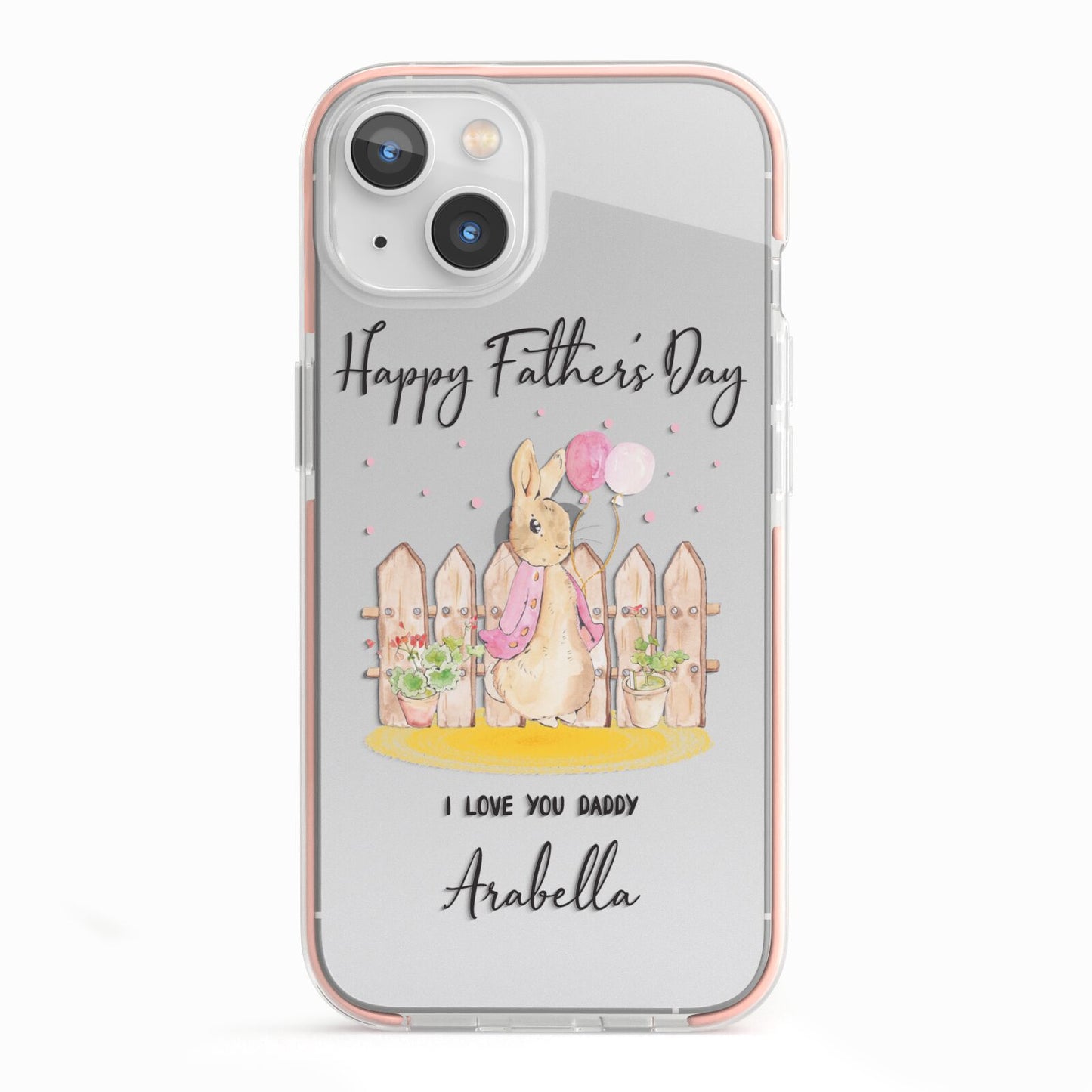 Fathers Day Girl Rabbit iPhone 13 TPU Impact Case with Pink Edges
