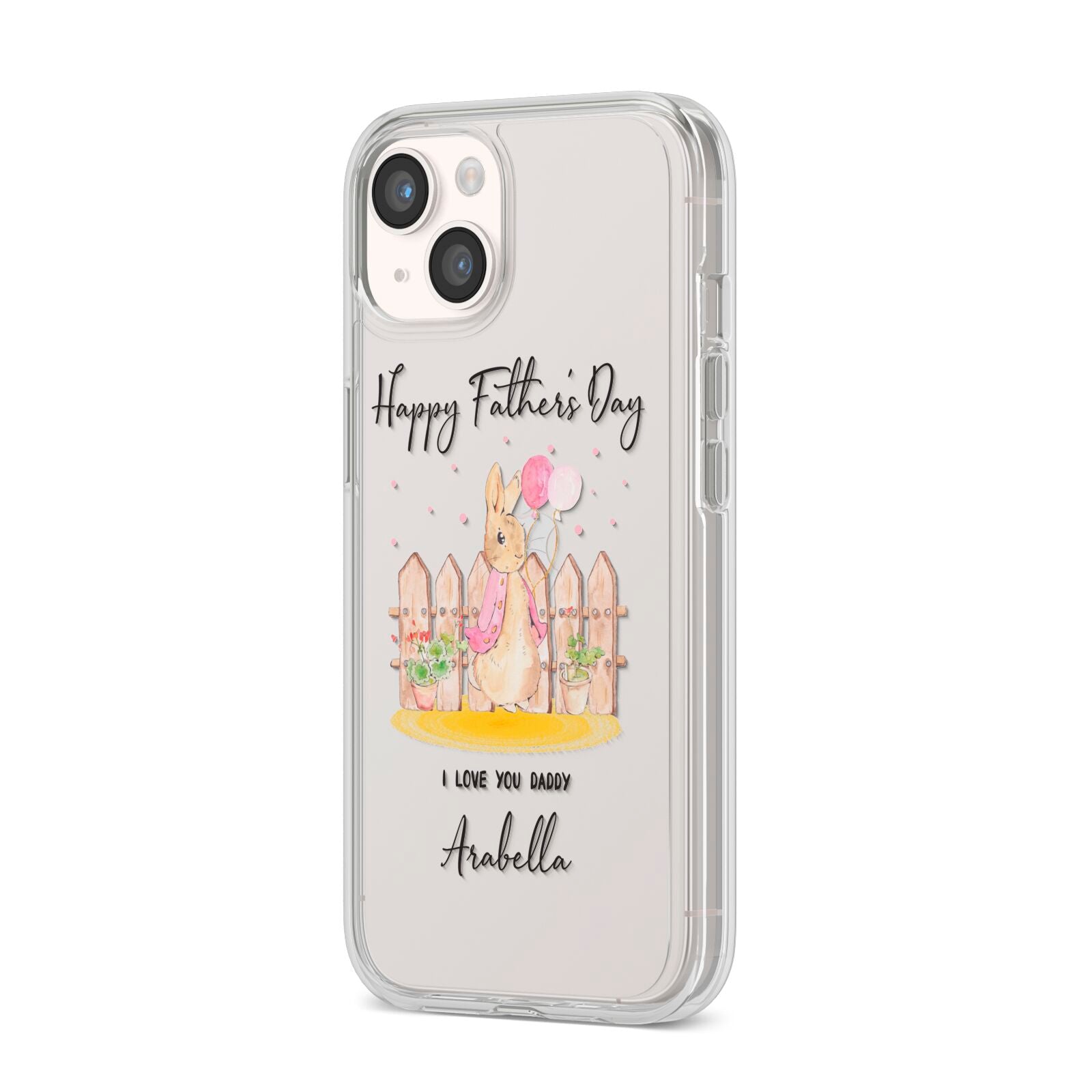 Fathers Day Girl Rabbit iPhone 14 Clear Tough Case Starlight Angled Image