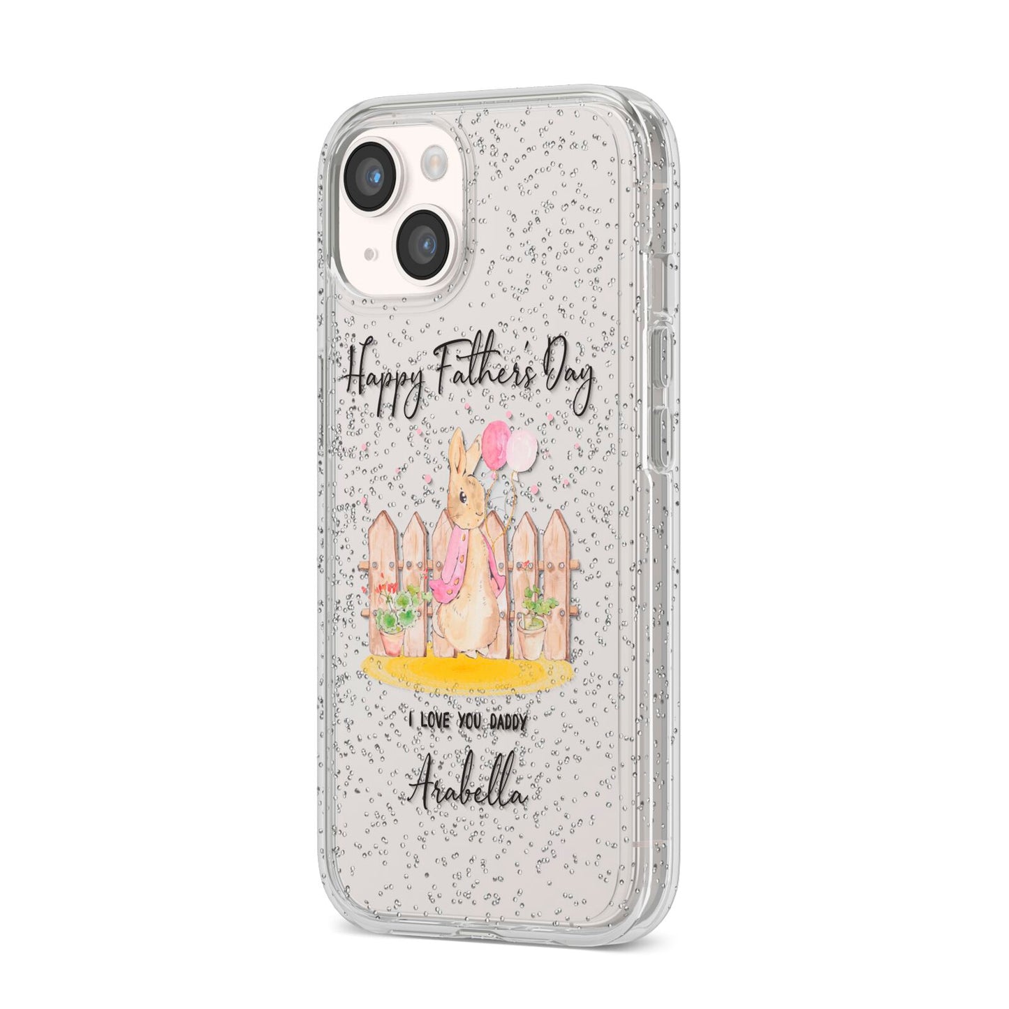 Fathers Day Girl Rabbit iPhone 14 Glitter Tough Case Starlight Angled Image