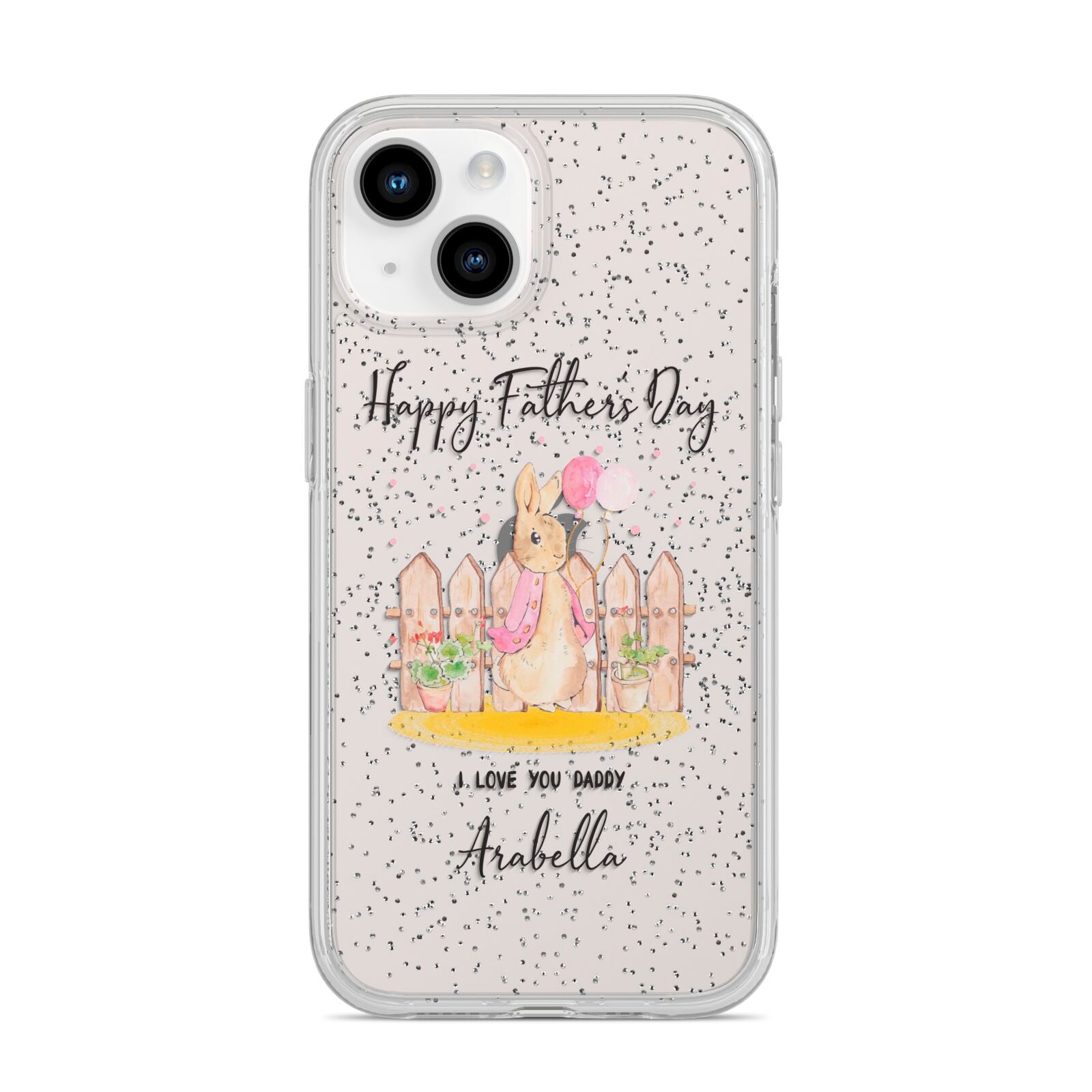 Fathers Day Girl Rabbit iPhone 14 Glitter Tough Case Starlight