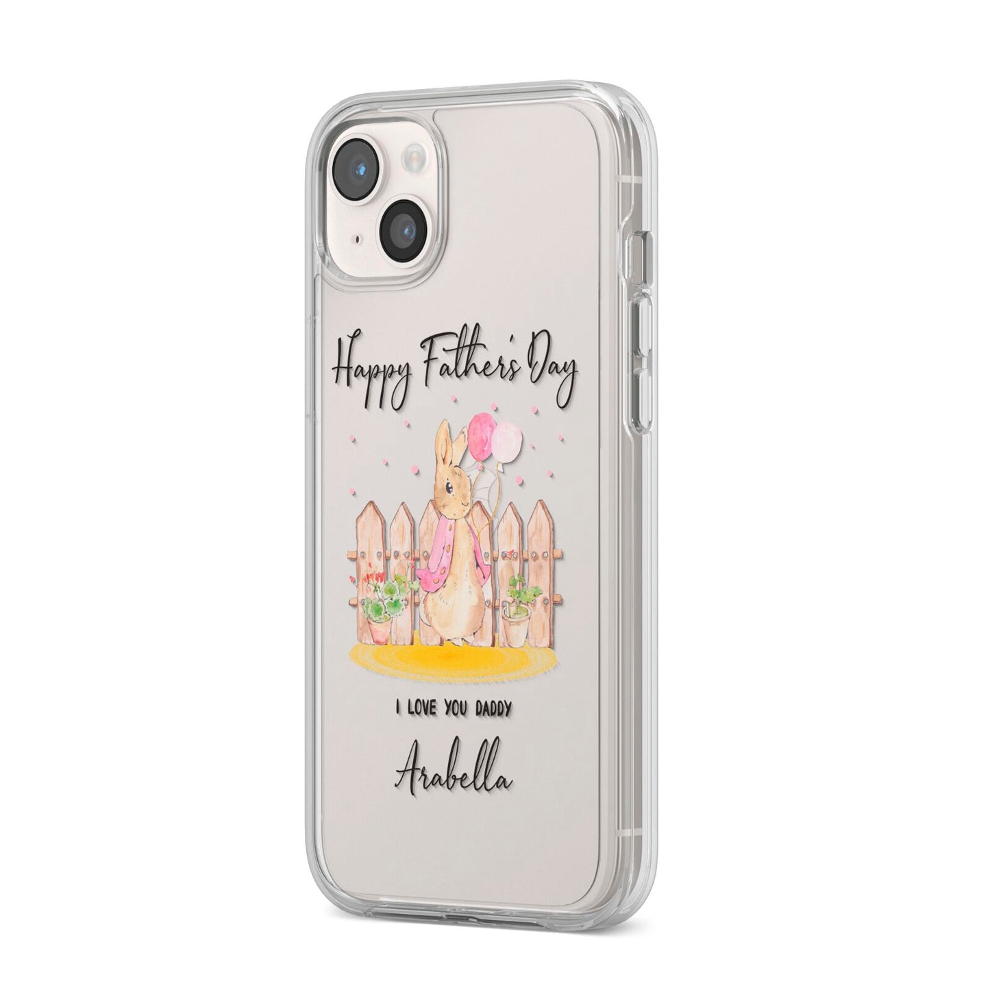 Fathers Day Girl Rabbit iPhone 14 Plus Clear Tough Case Starlight Angled Image