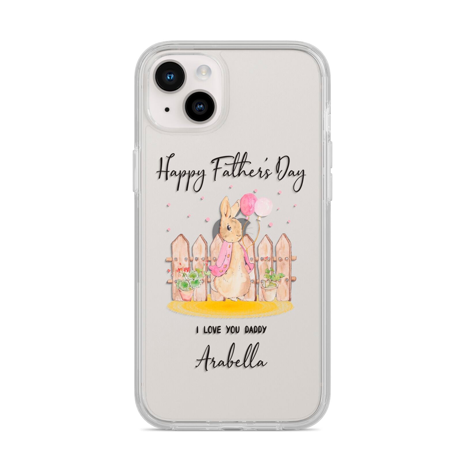 Fathers Day Girl Rabbit iPhone 14 Plus Clear Tough Case Starlight