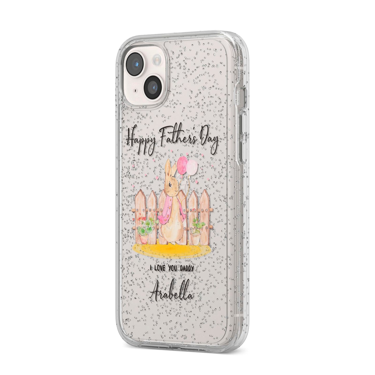 Fathers Day Girl Rabbit iPhone 14 Plus Glitter Tough Case Starlight Angled Image