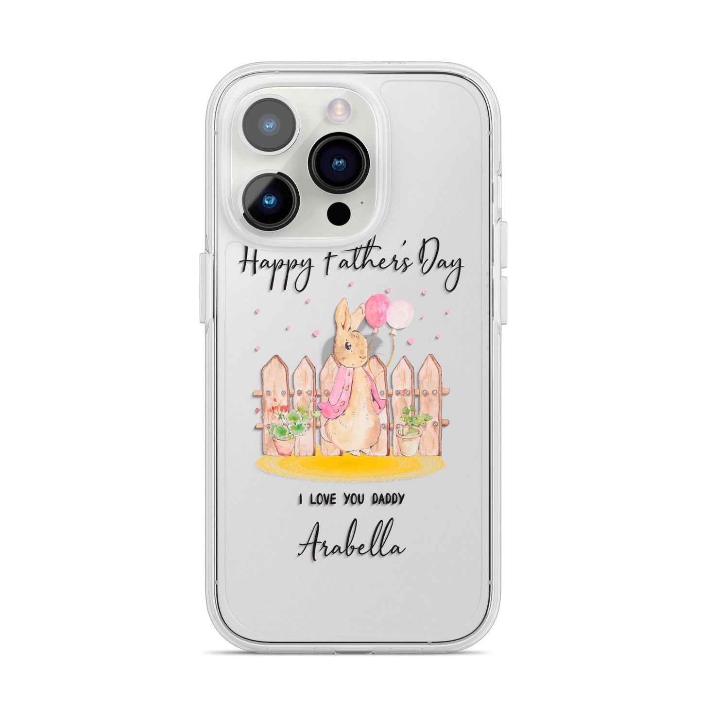 Fathers Day Girl Rabbit iPhone 14 Pro Clear Tough Case Silver