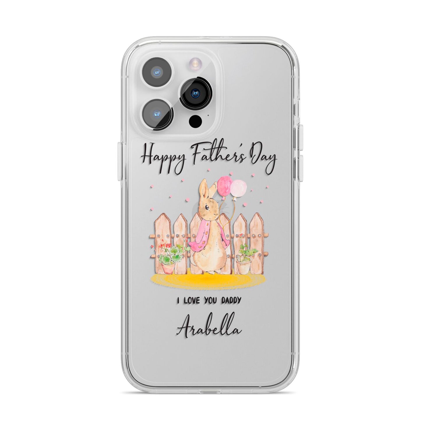 Fathers Day Girl Rabbit iPhone 14 Pro Max Clear Tough Case Silver