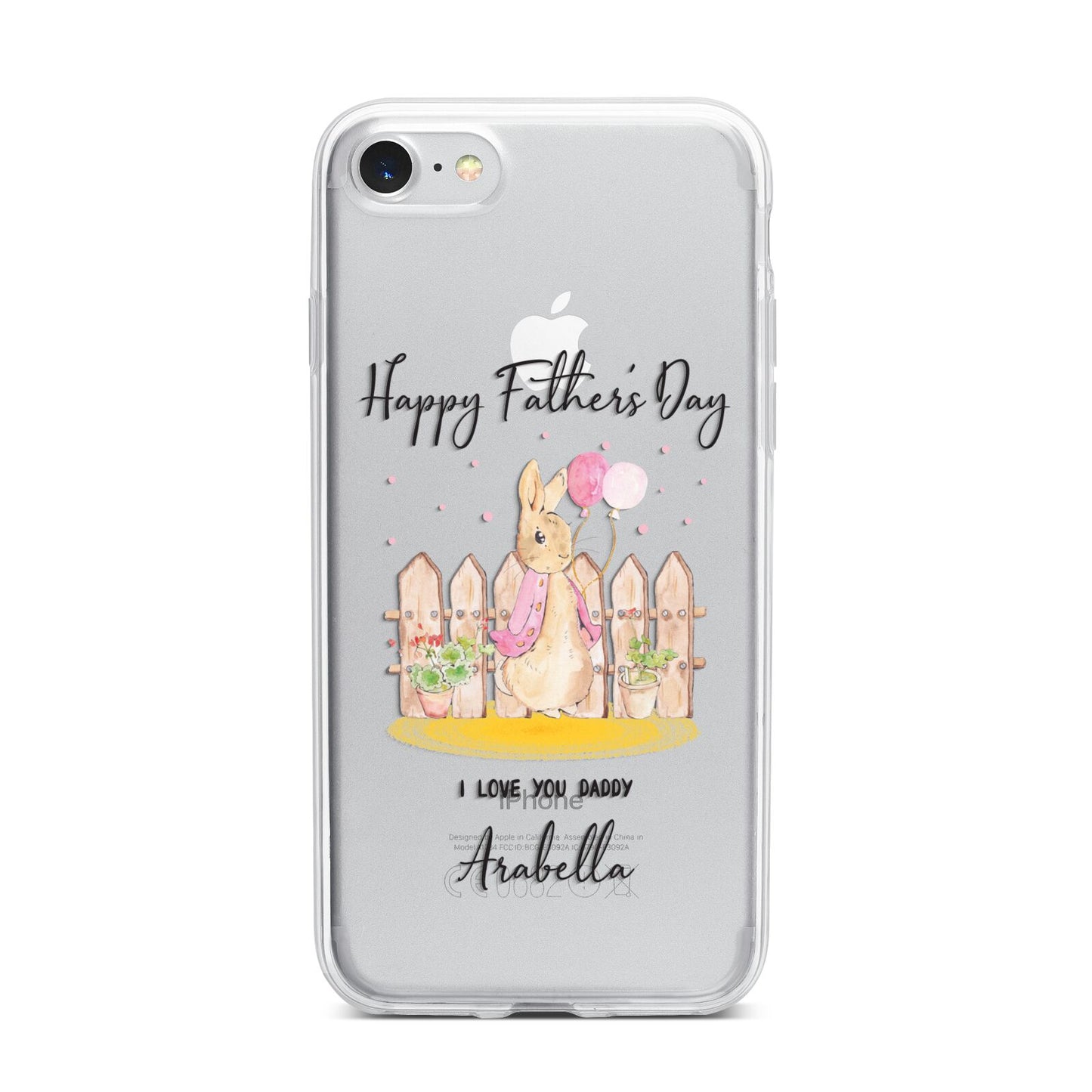 Fathers Day Girl Rabbit iPhone 7 Bumper Case on Silver iPhone