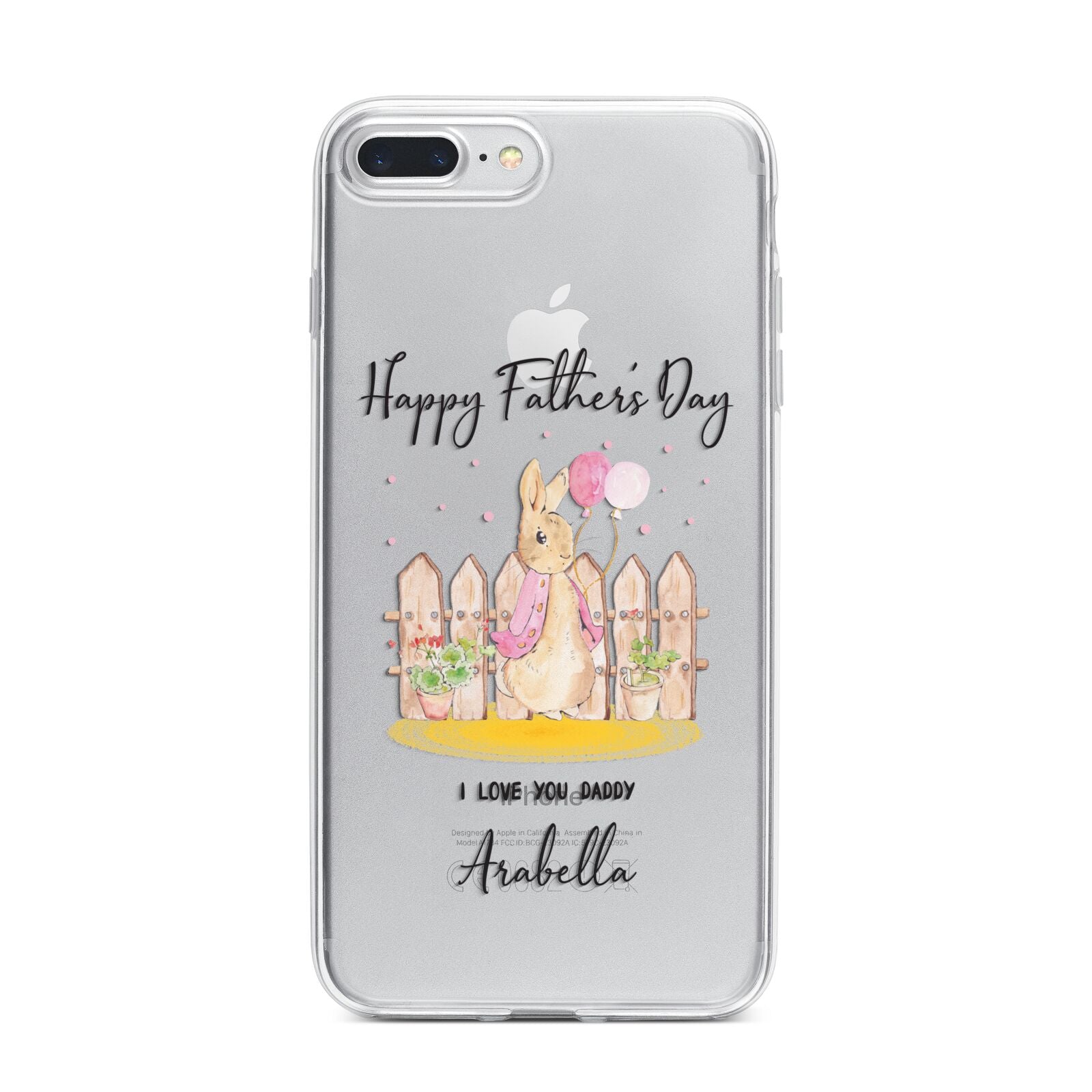 Fathers Day Girl Rabbit iPhone 7 Plus Bumper Case on Silver iPhone