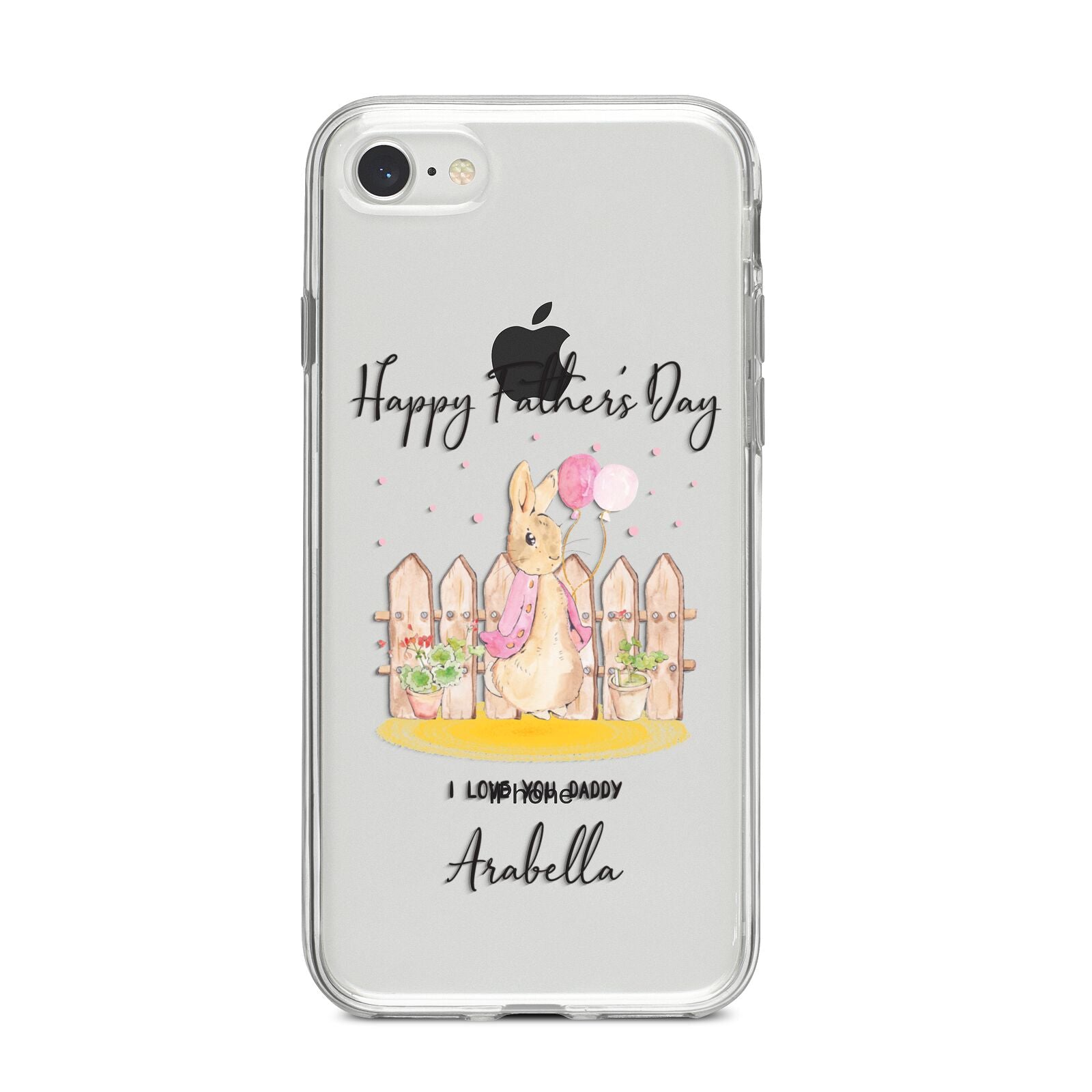 Fathers Day Girl Rabbit iPhone 8 Bumper Case on Silver iPhone