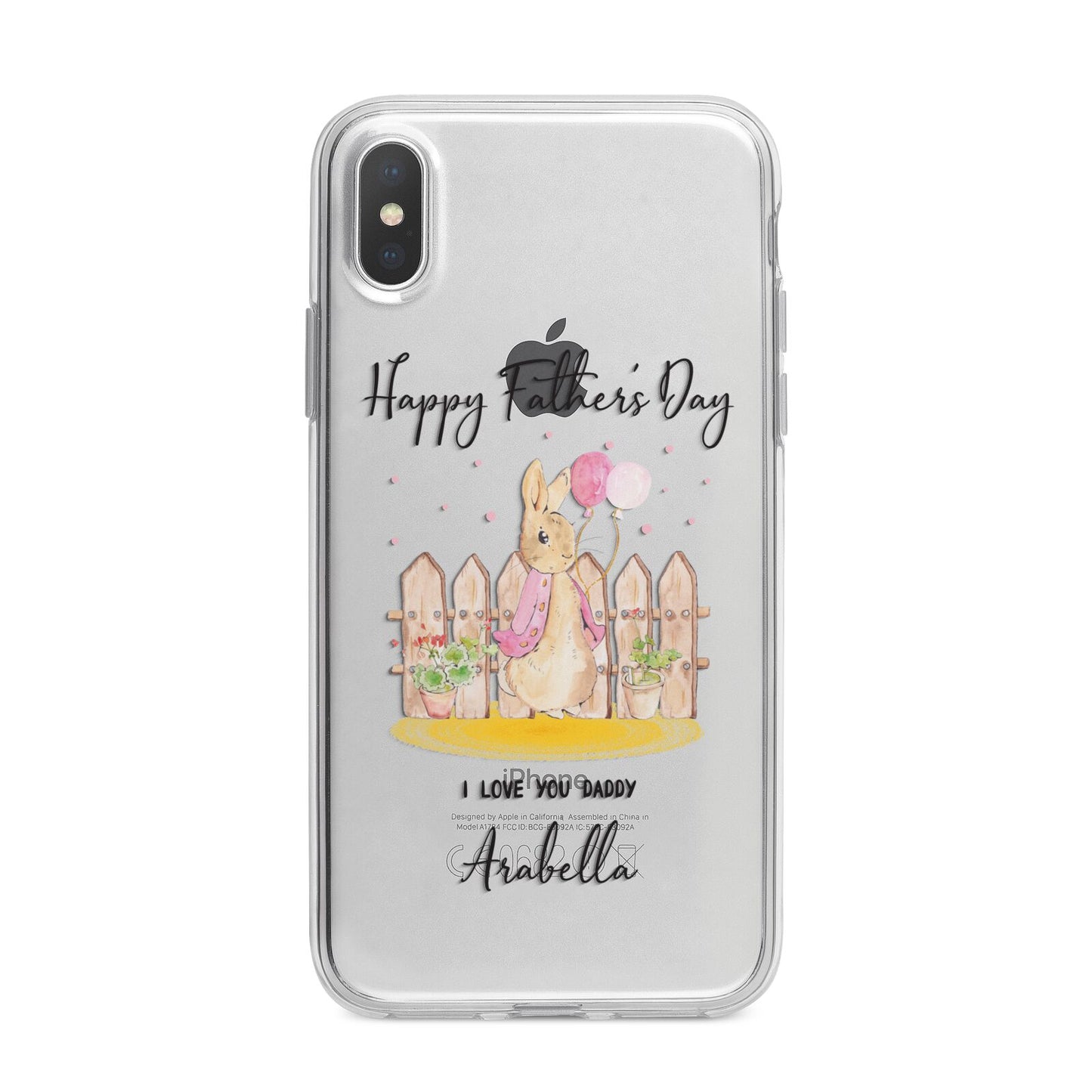 Fathers Day Girl Rabbit iPhone X Bumper Case on Silver iPhone Alternative Image 1