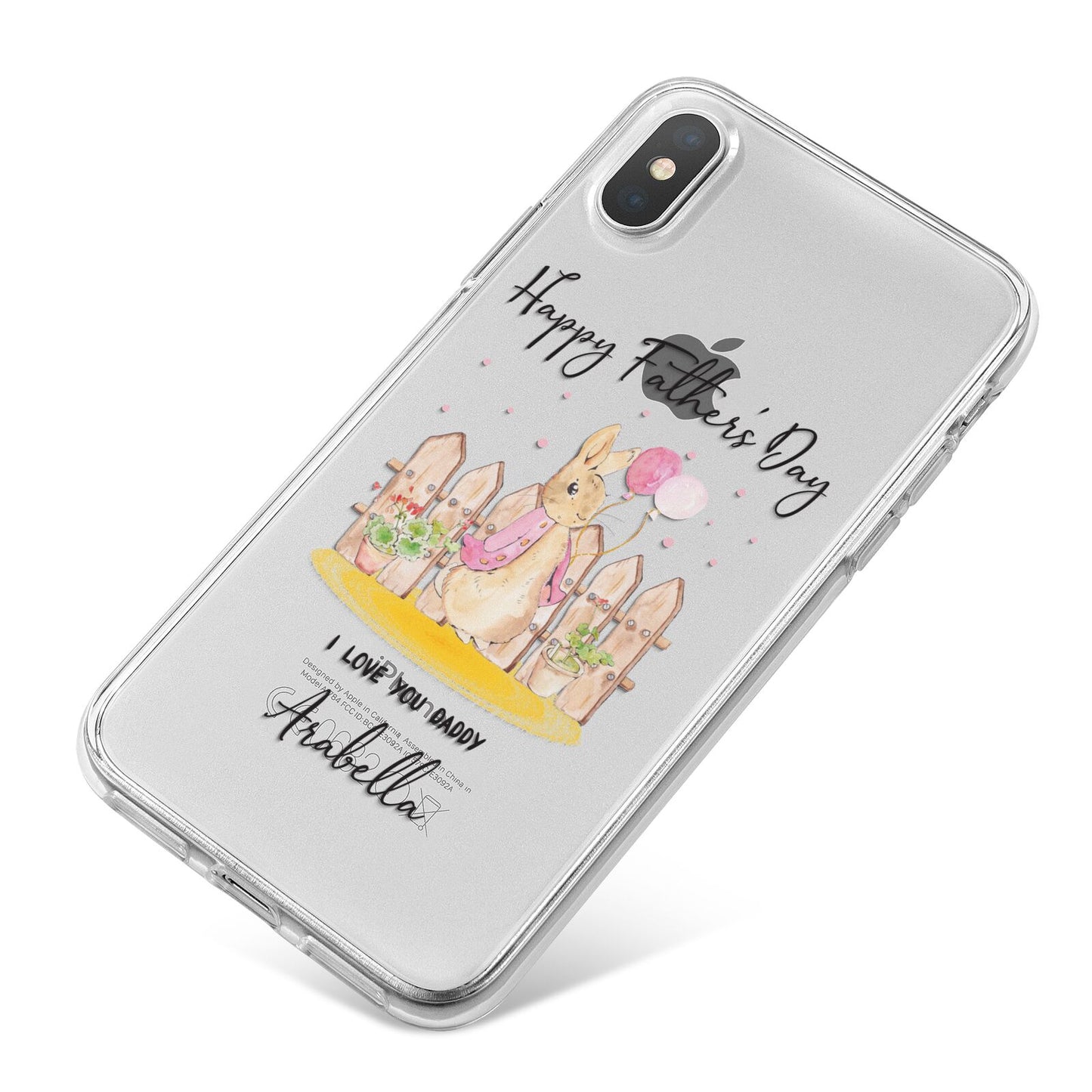 Fathers Day Girl Rabbit iPhone X Bumper Case on Silver iPhone