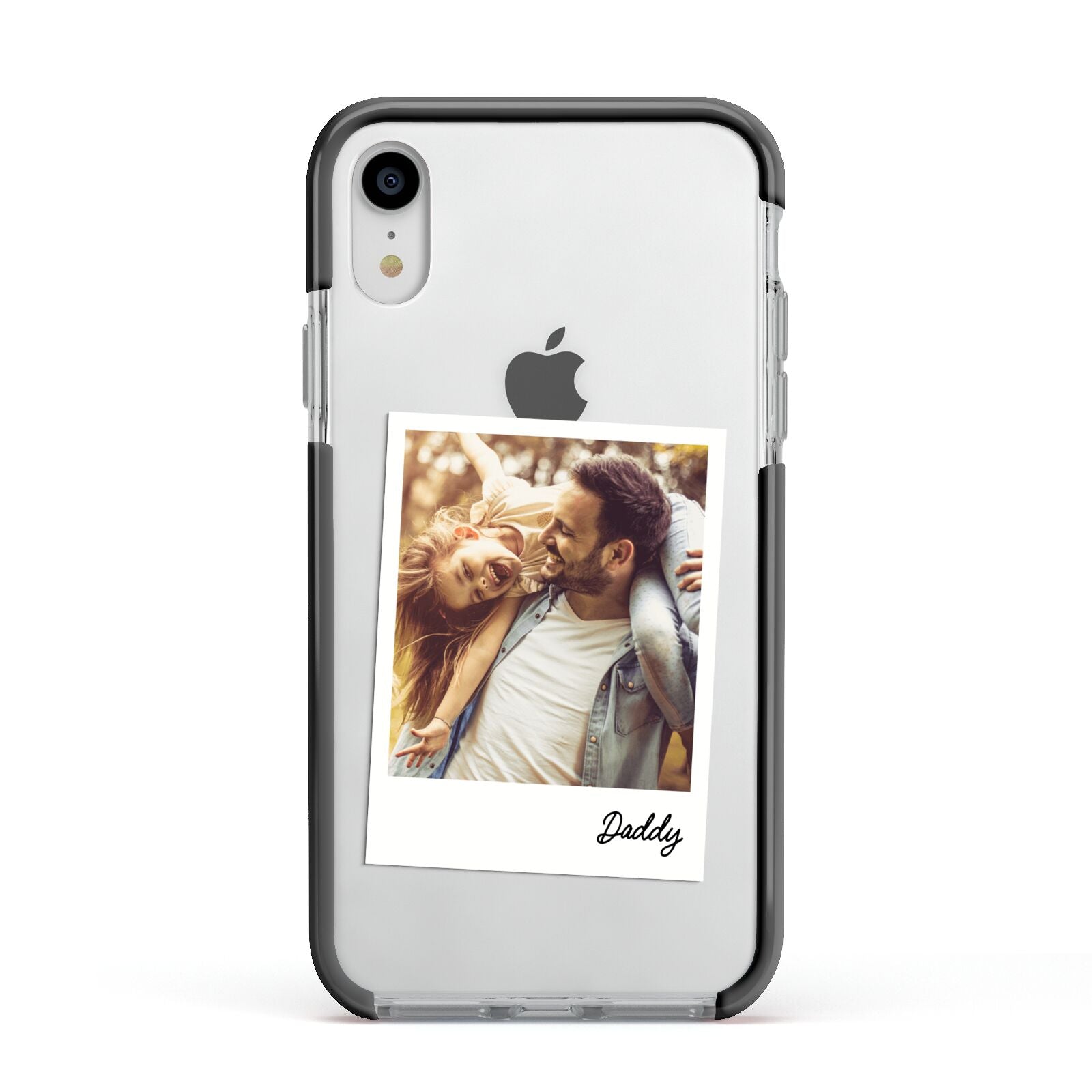 Fathers Day Photo Apple iPhone XR Impact Case Black Edge on Silver Phone