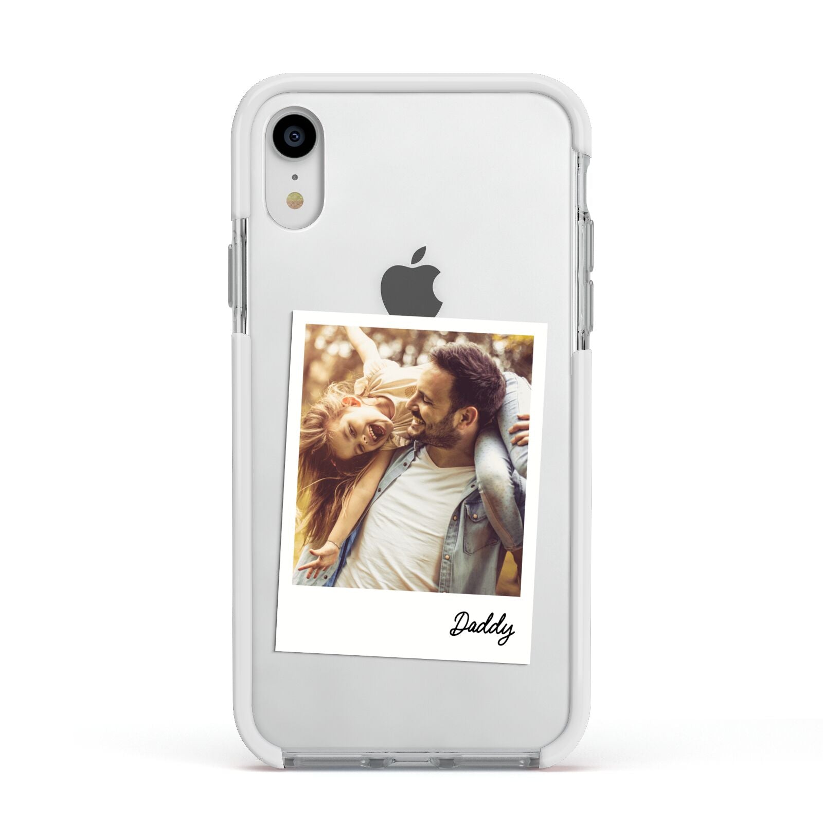 Fathers Day Photo Apple iPhone XR Impact Case White Edge on Silver Phone