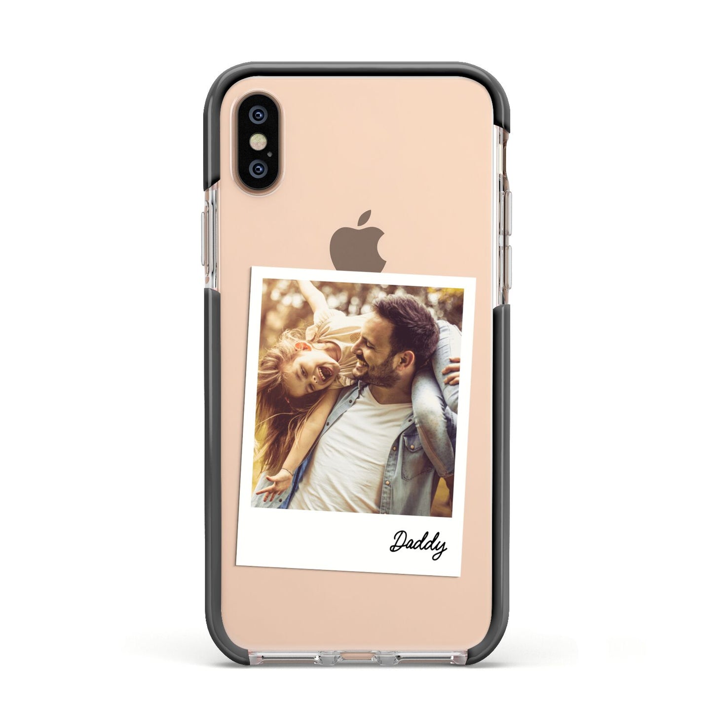 Fathers Day Photo Apple iPhone Xs Impact Case Black Edge on Gold Phone