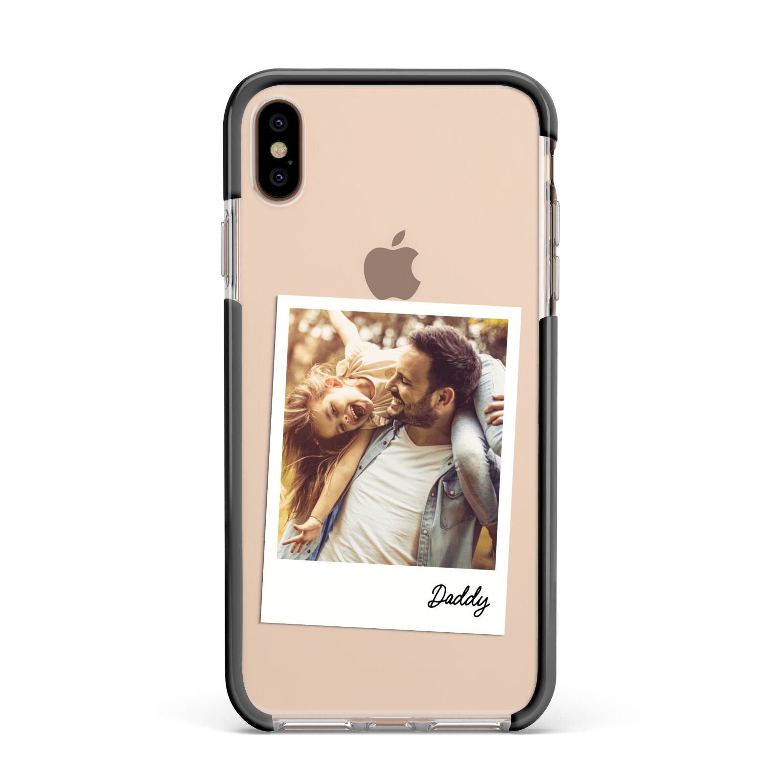 Fathers Day Photo Apple iPhone Xs Max Impact Case Black Edge on Gold Phone