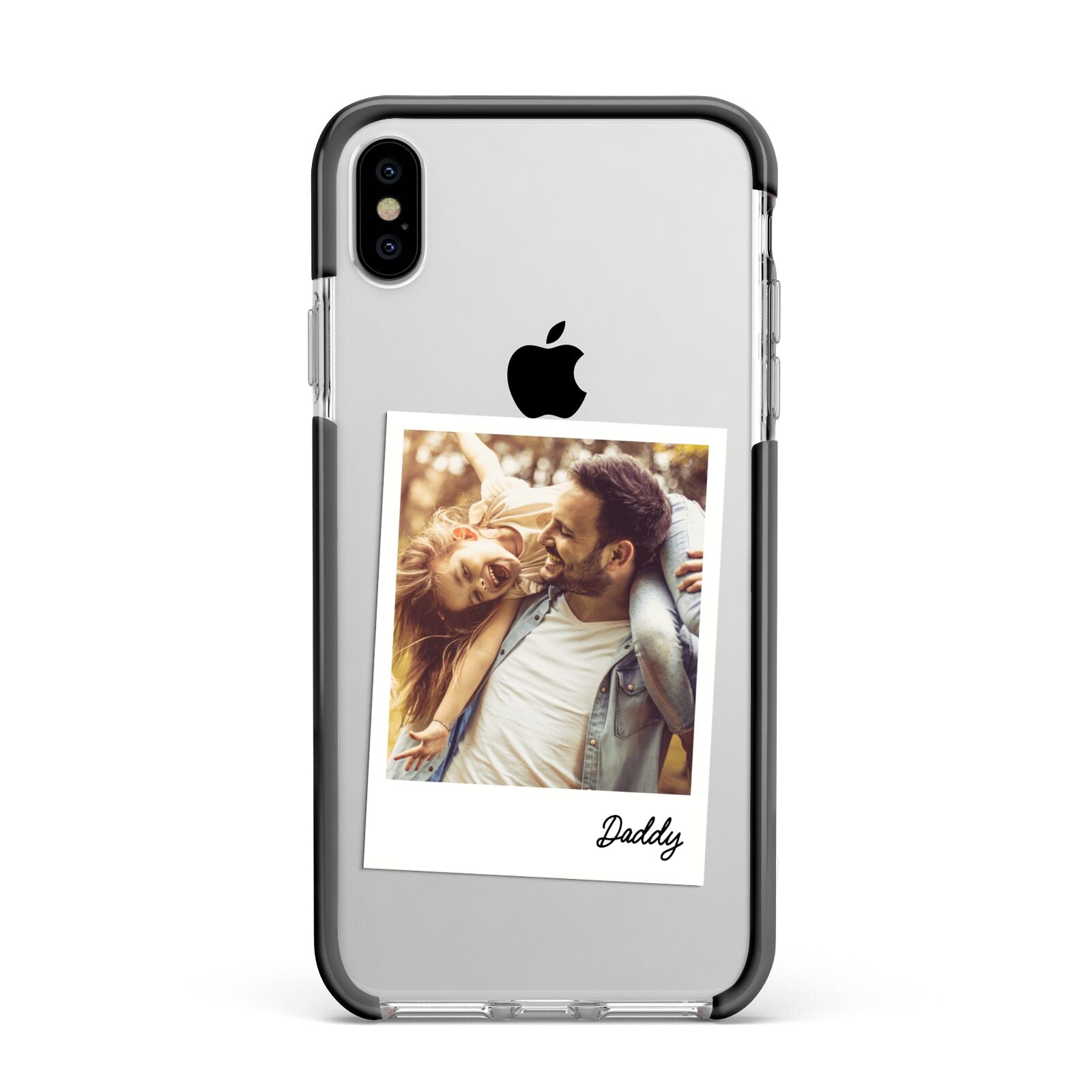 Fathers Day Photo Apple iPhone Xs Max Impact Case Black Edge on Silver Phone