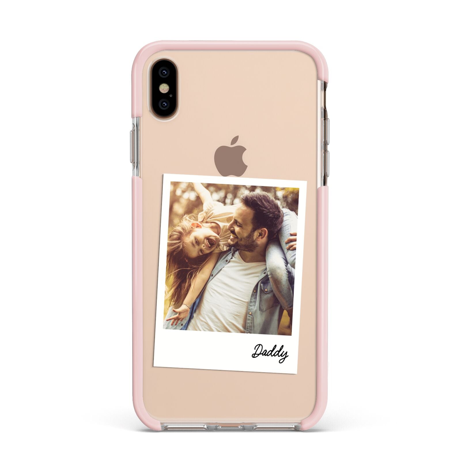 Fathers Day Photo Apple iPhone Xs Max Impact Case Pink Edge on Gold Phone