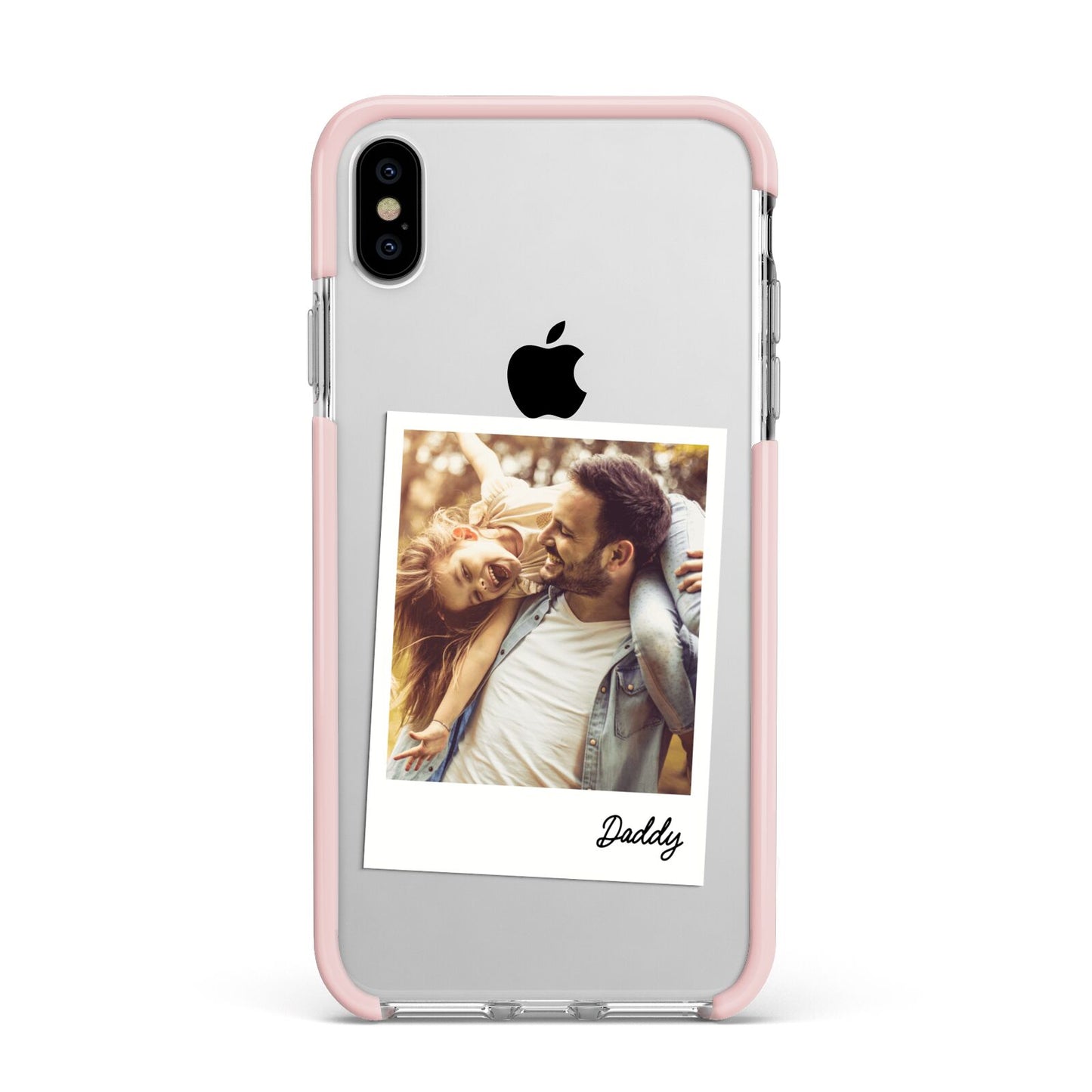 Fathers Day Photo Apple iPhone Xs Max Impact Case Pink Edge on Silver Phone
