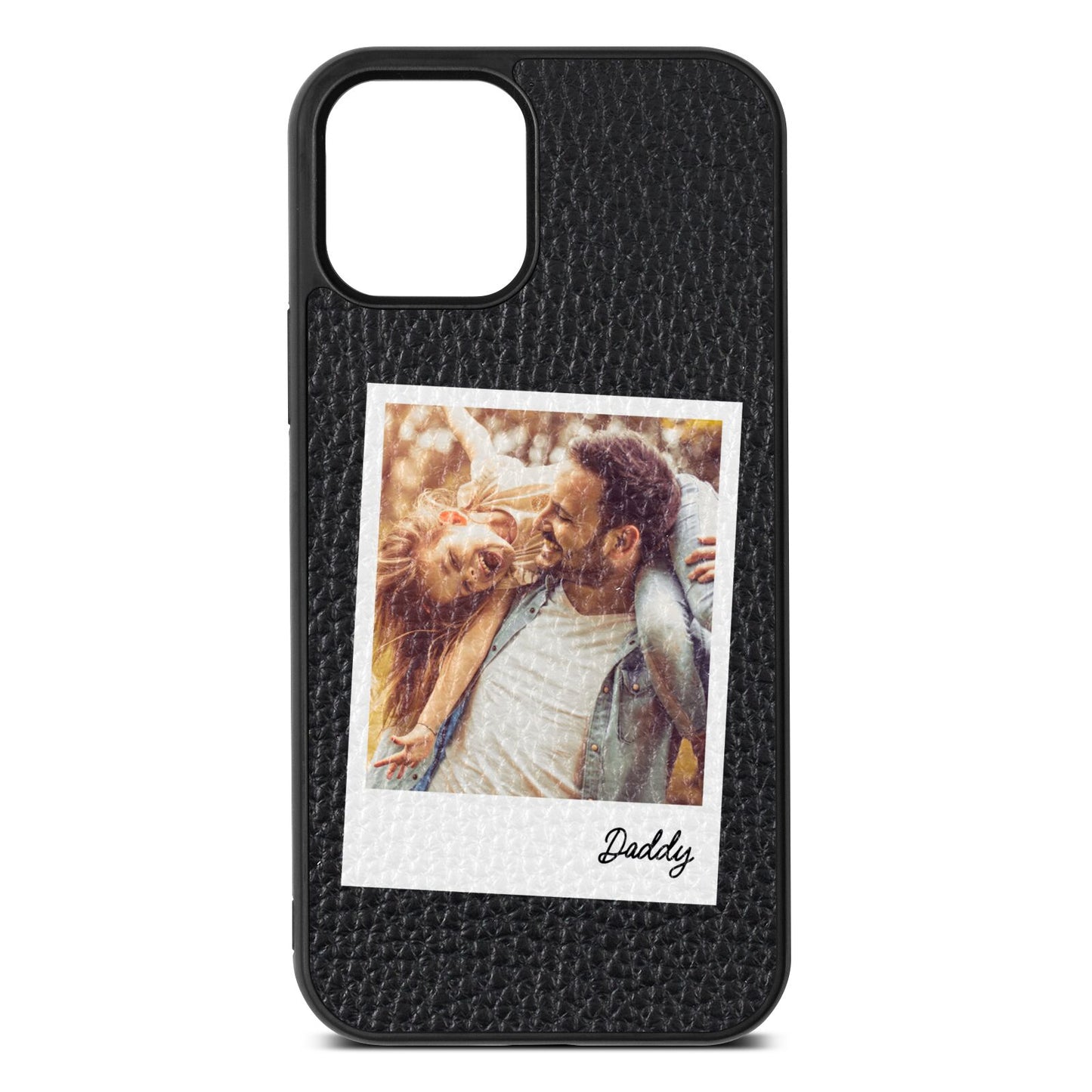 Fathers Day Photo Black Pebble Leather iPhone 12 Case