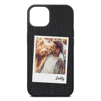 Fathers Day Photo Black Pebble Leather iPhone 13 Case