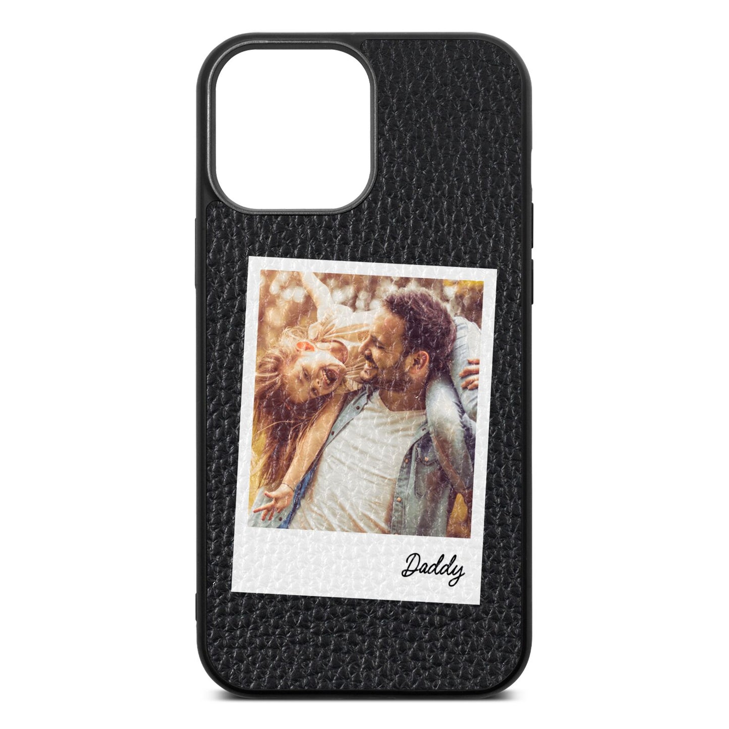 Fathers Day Photo Black Pebble Leather iPhone 13 Pro Max Case
