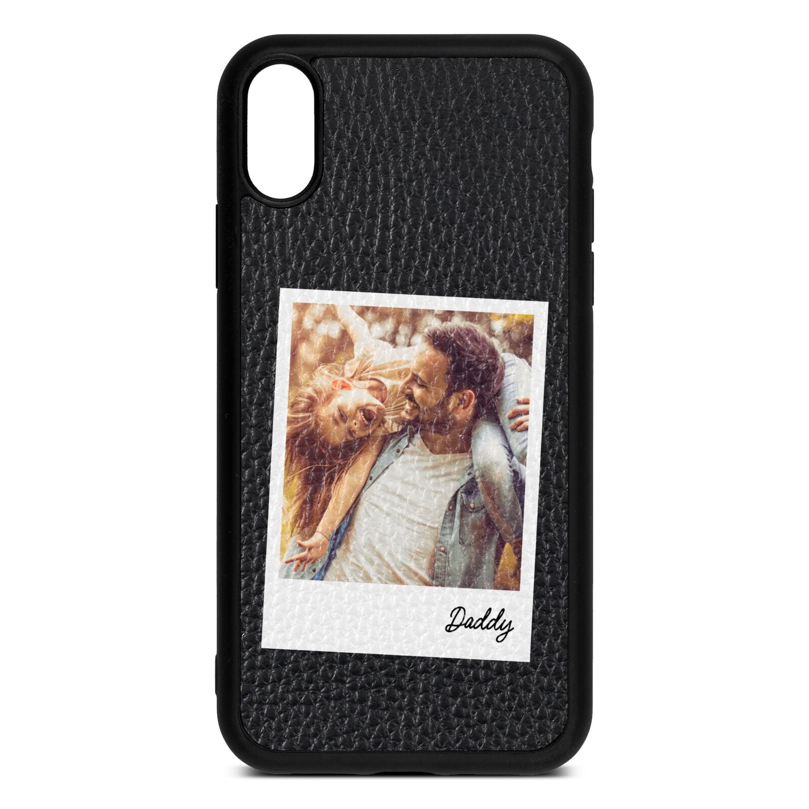 Fathers Day Photo Black Pebble Leather iPhone Xr Case