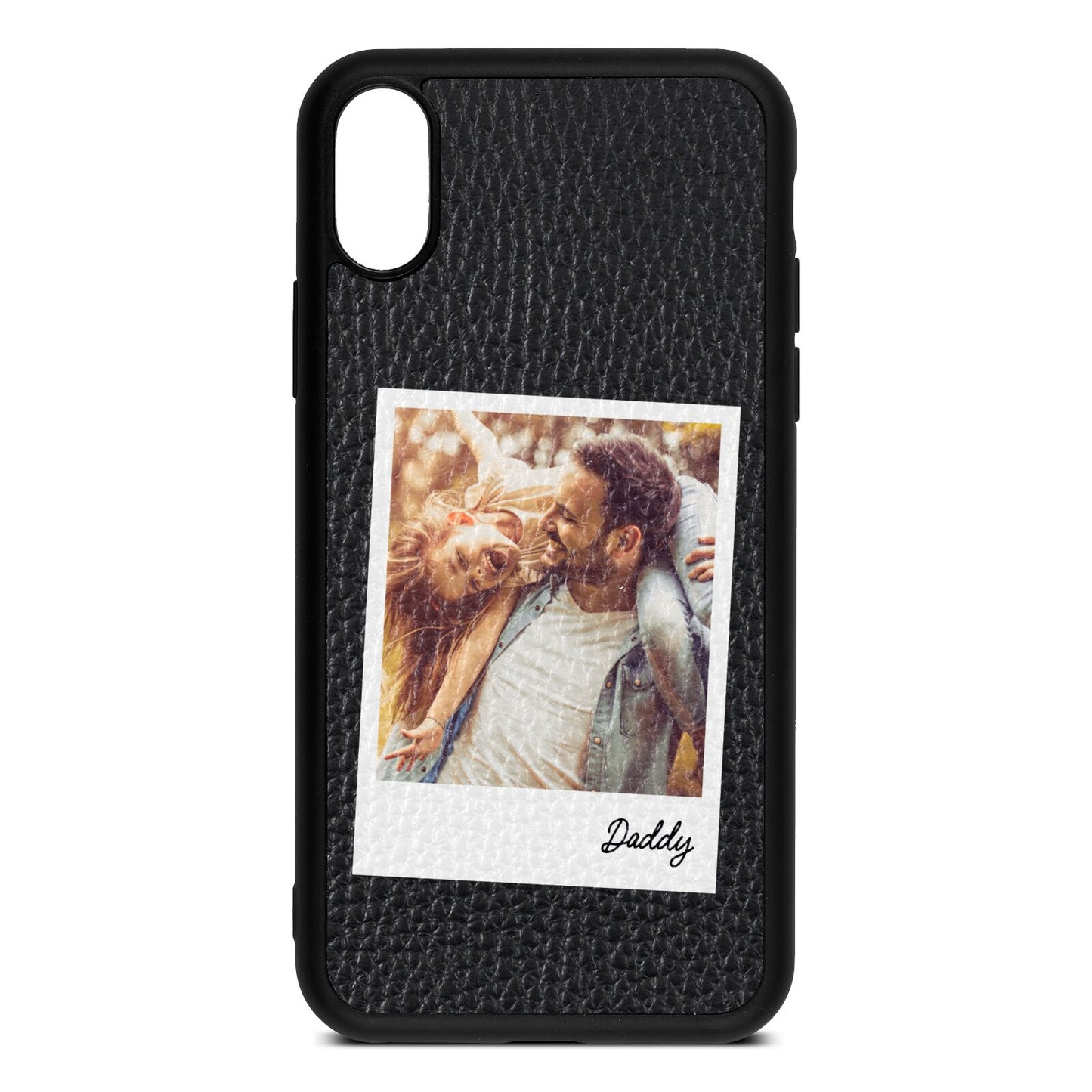 Fathers Day Photo Black Pebble Leather iPhone Xs Case