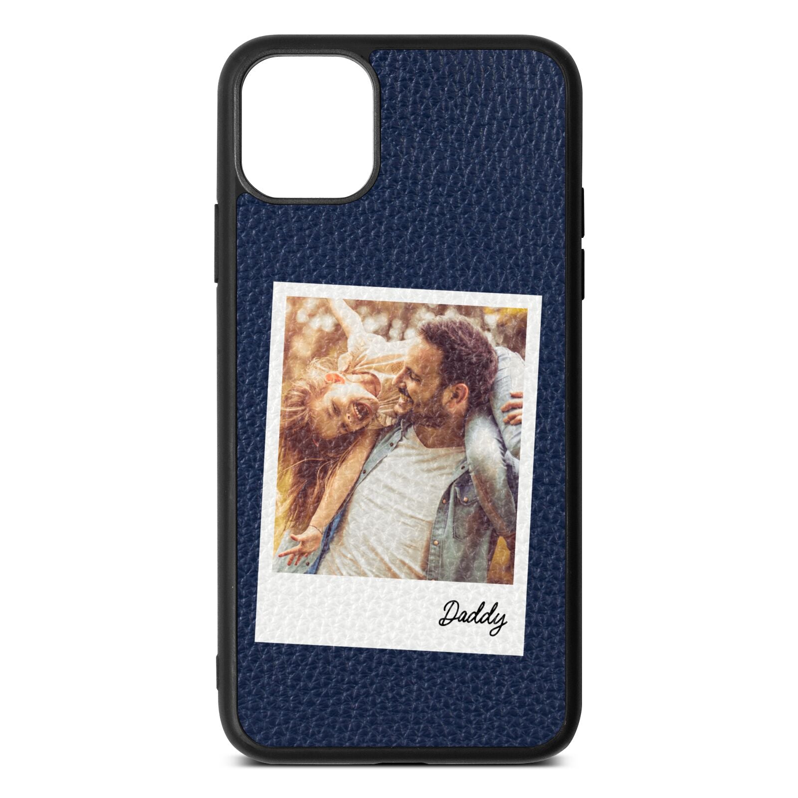 Fathers Day Photo Navy Blue Pebble Leather iPhone 11 Pro Max Case