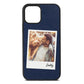 Fathers Day Photo Navy Blue Pebble Leather iPhone 12 Case