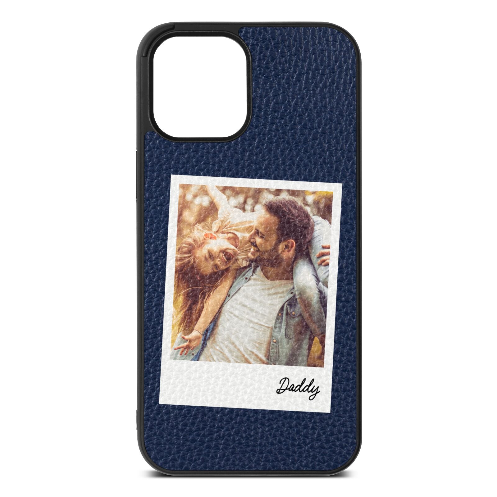 Fathers Day Photo Navy Blue Pebble Leather iPhone 12 Pro Max Case