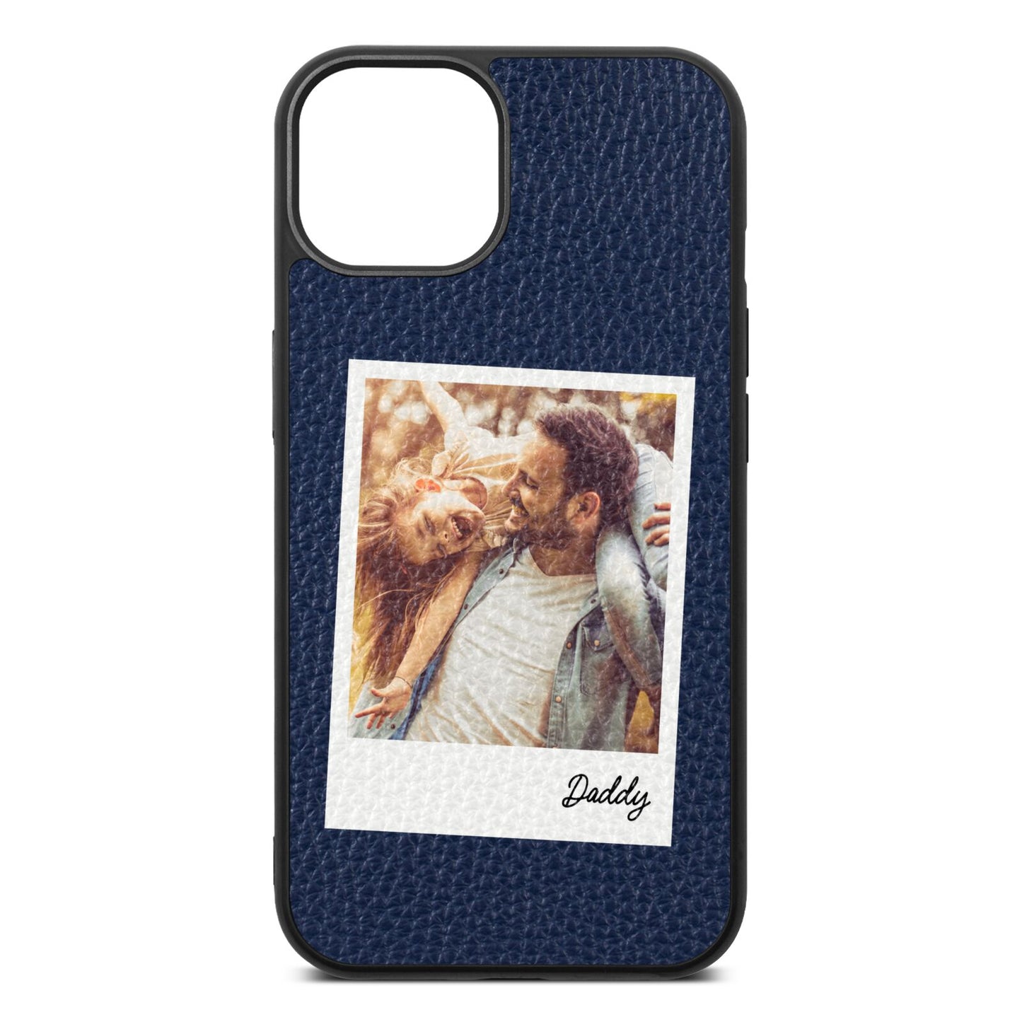 Fathers Day Photo Navy Blue Pebble Leather iPhone 13 Case