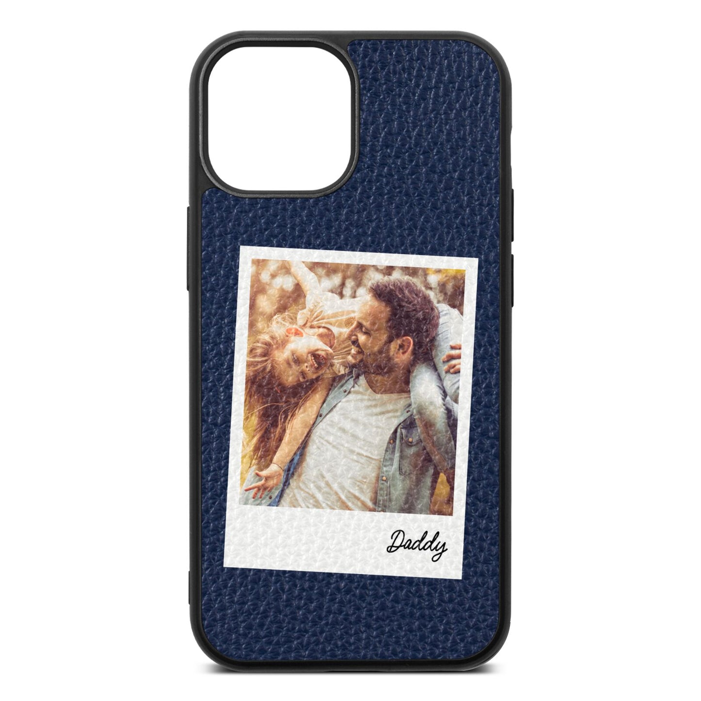 Fathers Day Photo Navy Blue Pebble Leather iPhone 13 Mini Case