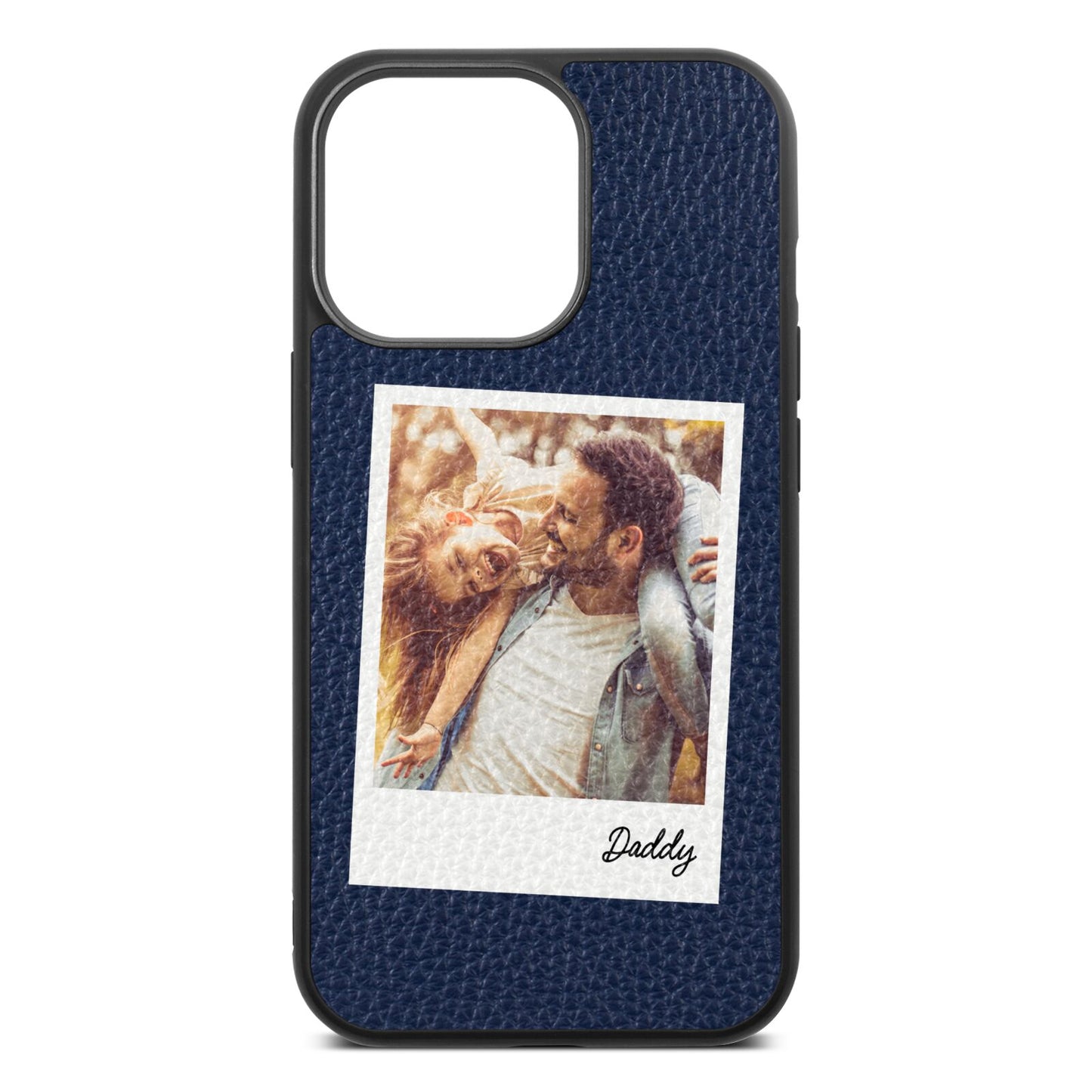 Fathers Day Photo Navy Blue Pebble Leather iPhone 13 Pro Case