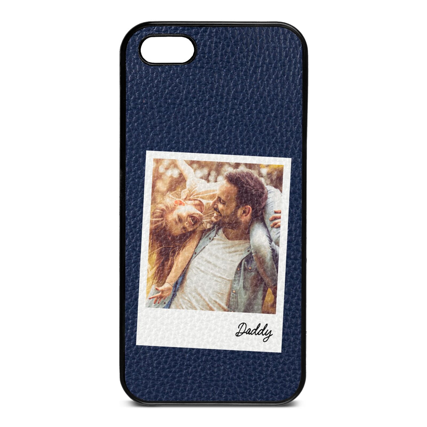 Fathers Day Photo Navy Blue Pebble Leather iPhone 5 Case
