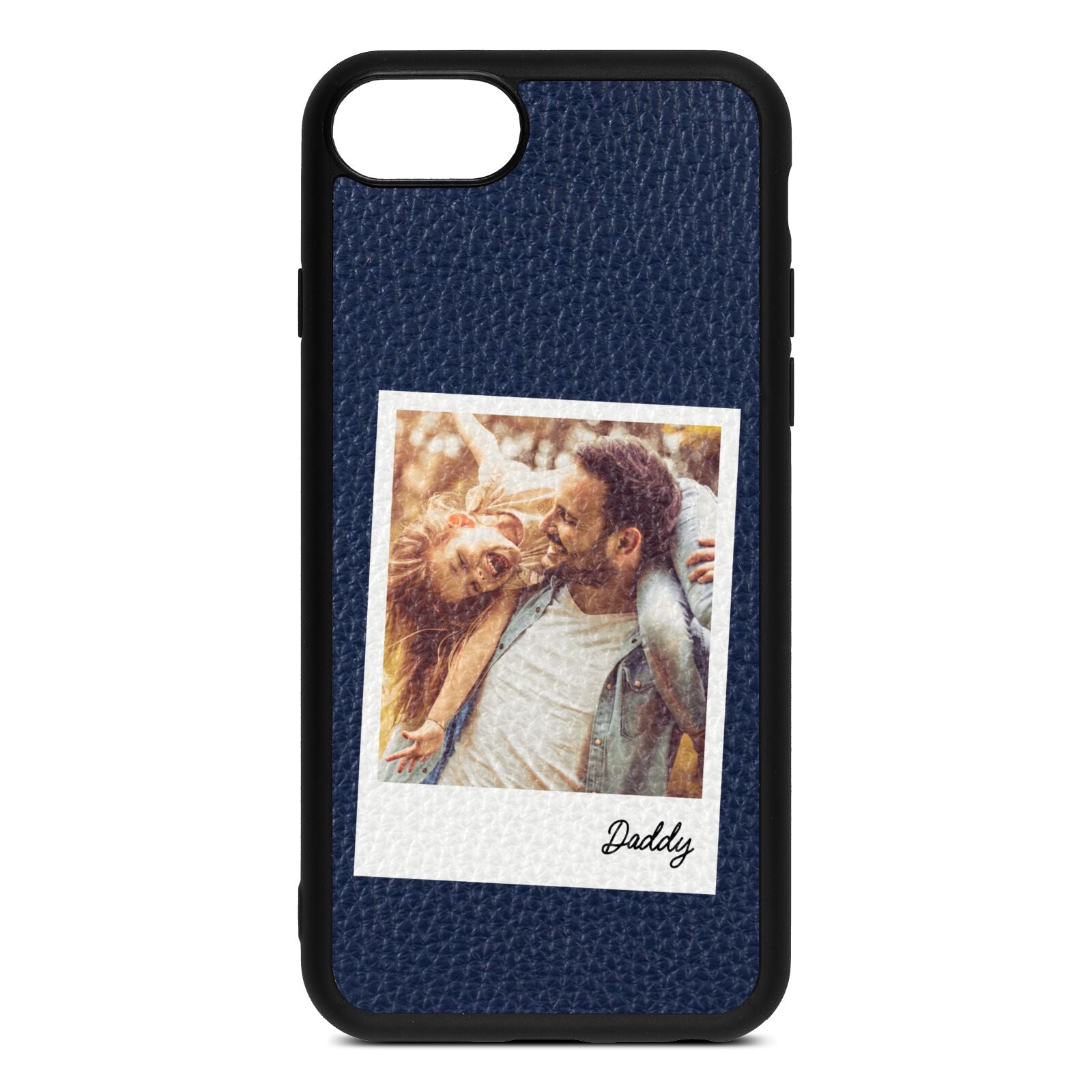 Fathers Day Photo Navy Blue Pebble Leather iPhone 8 Case