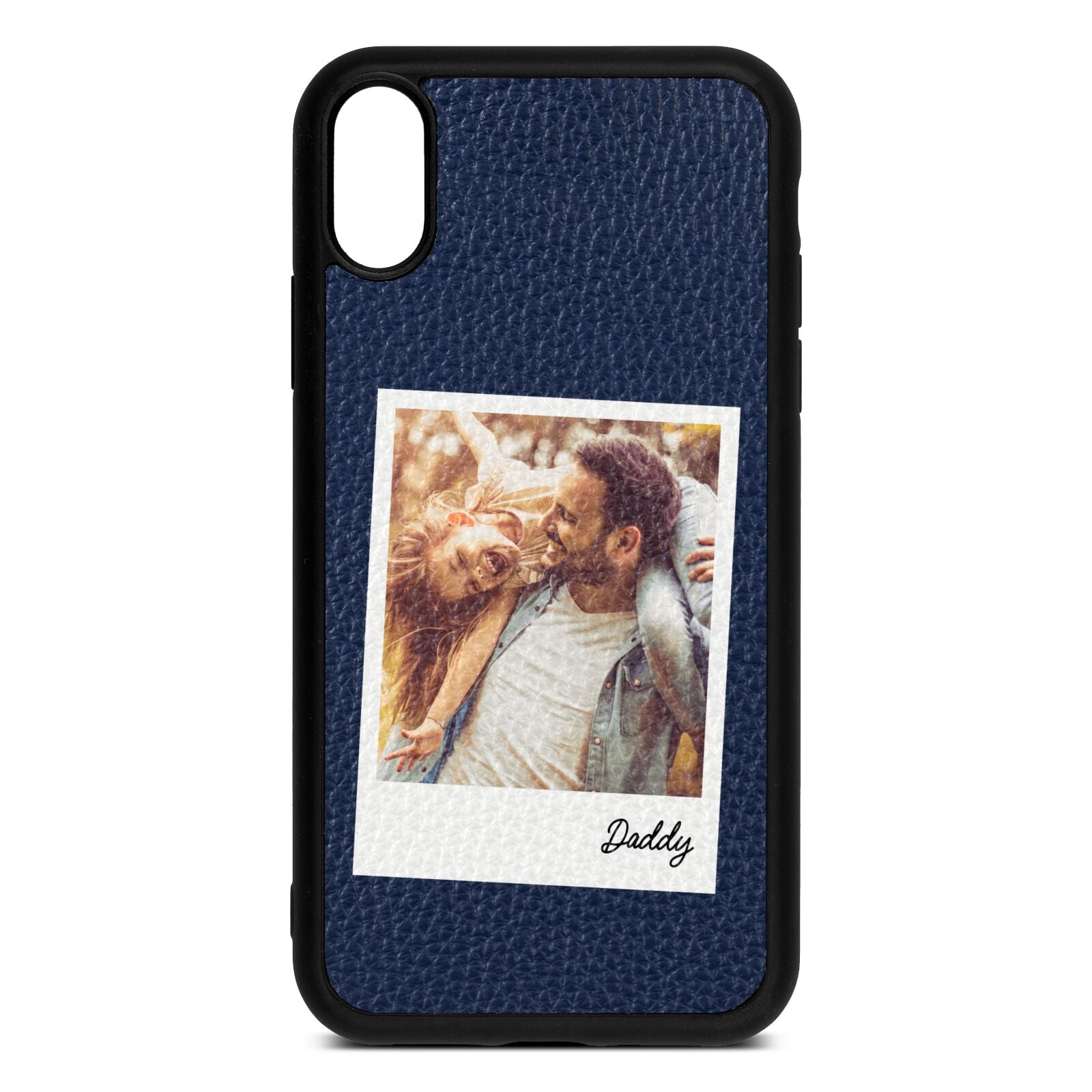 Fathers Day Photo Navy Blue Pebble Leather iPhone Xr Case