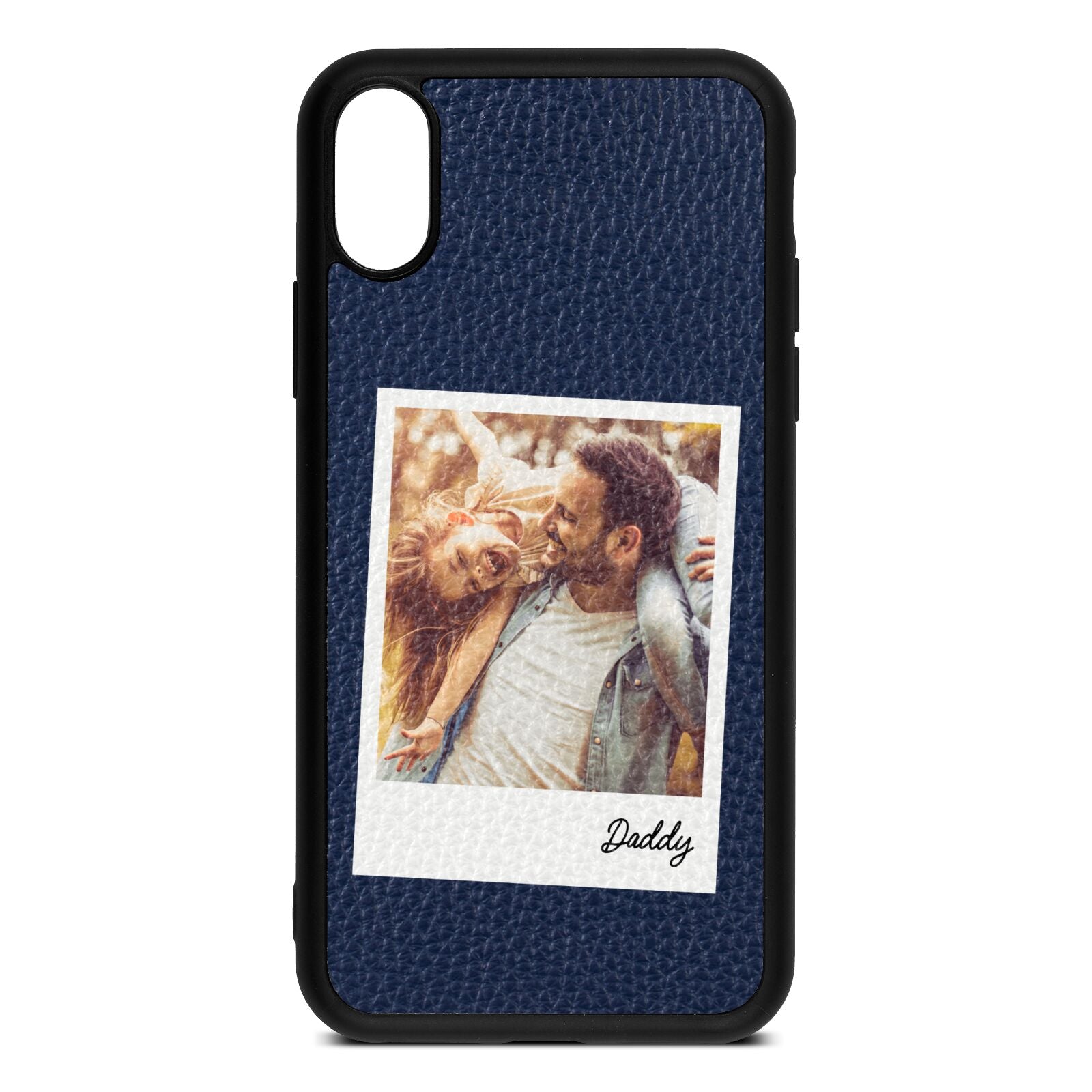 Fathers Day Photo Navy Blue Pebble Leather iPhone Xs Case