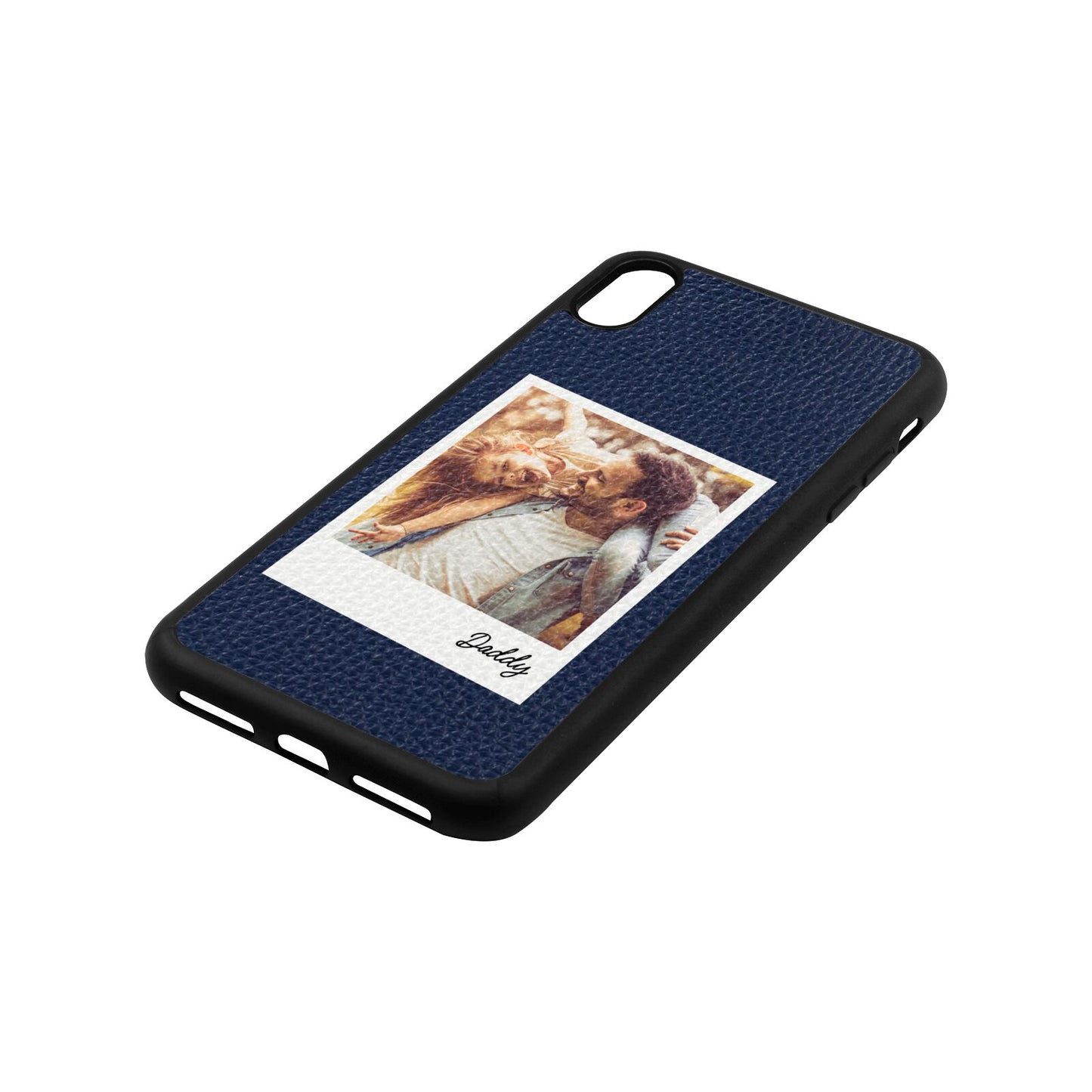 Fathers Day Photo Navy Blue Pebble Leather iPhone Xs Max Case Side Image