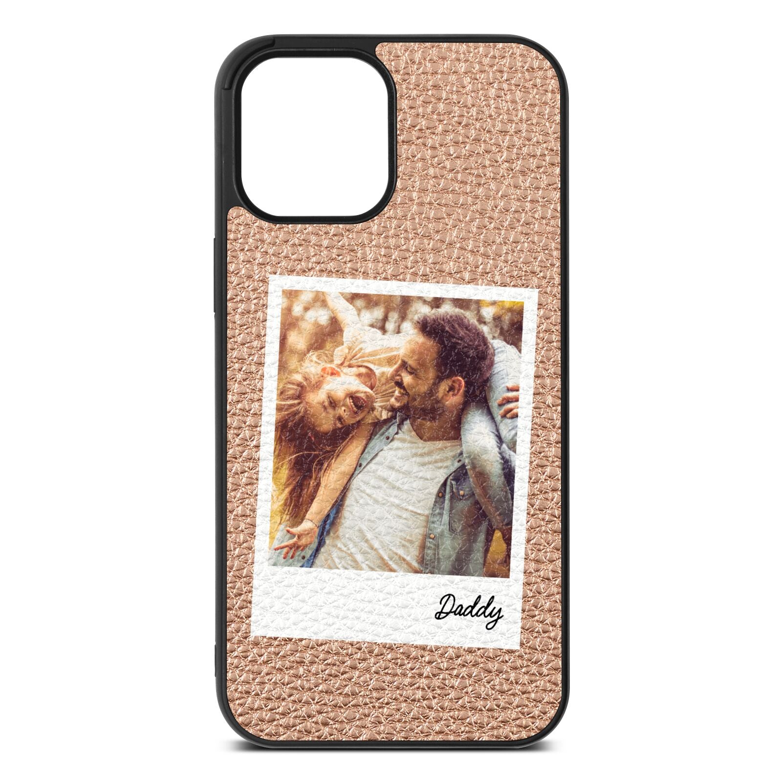 Fathers Day Photo Pebble Leather Rose Gold iPhone Case – Dyefor
