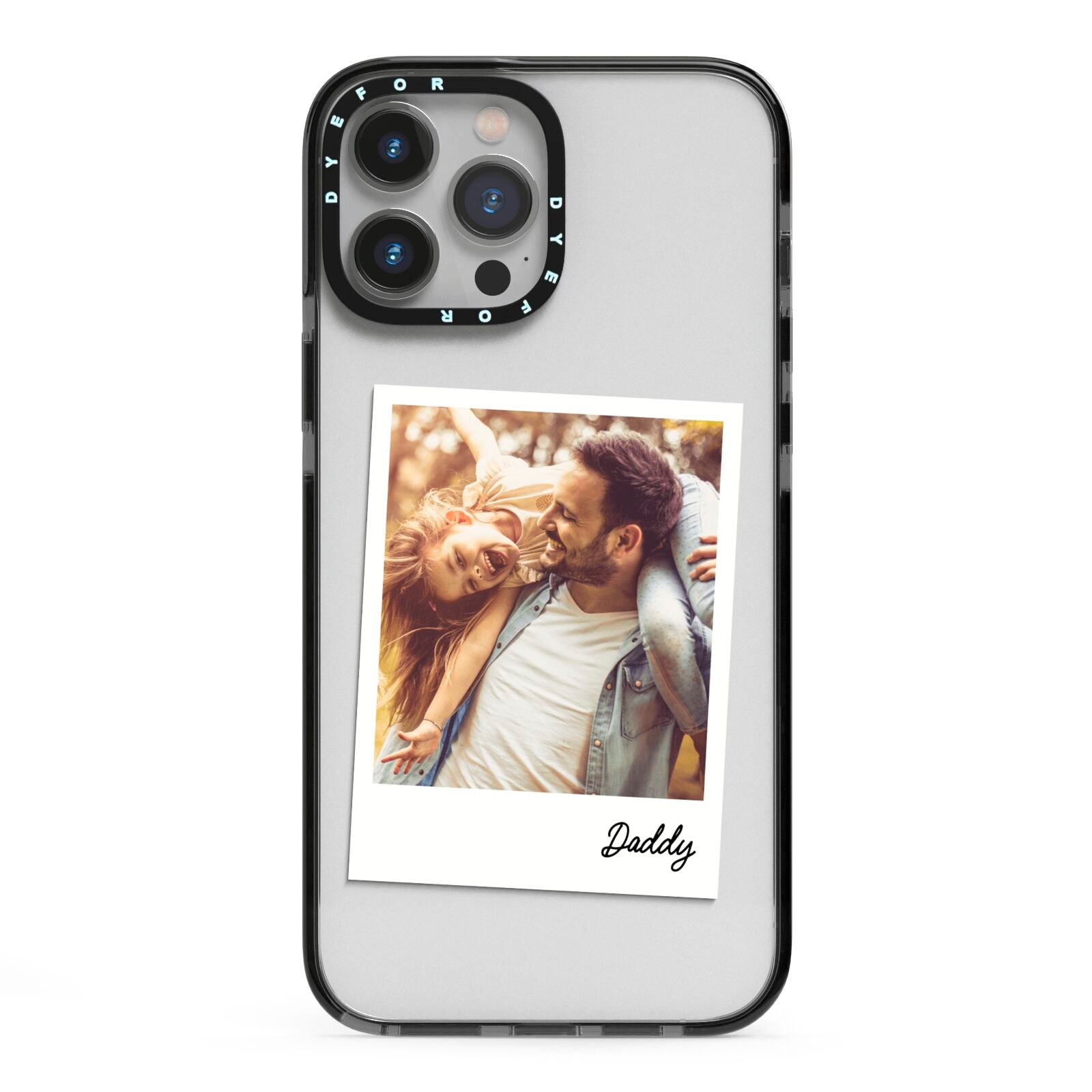 Fathers Day Photo iPhone 13 Pro Max Black Impact Case on Silver phone
