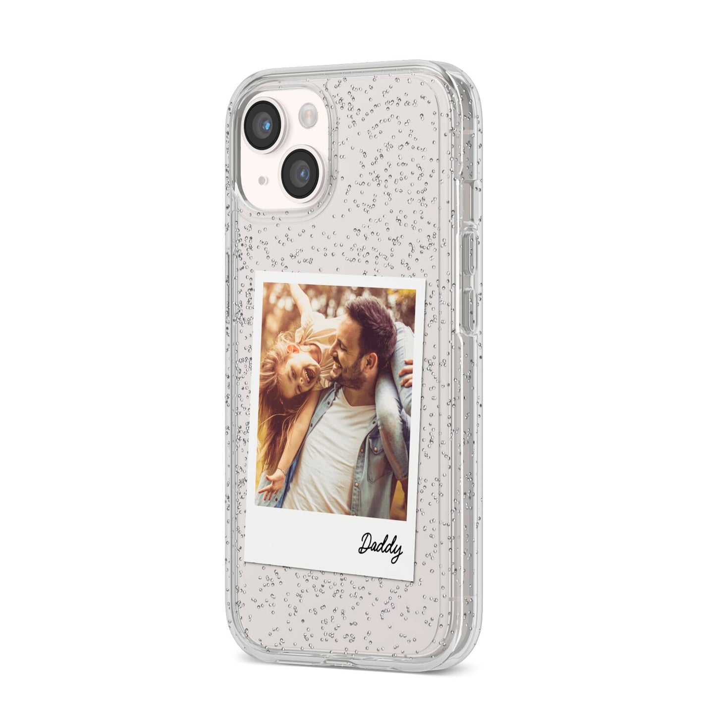 Fathers Day Photo iPhone 14 Glitter Tough Case Starlight Angled Image