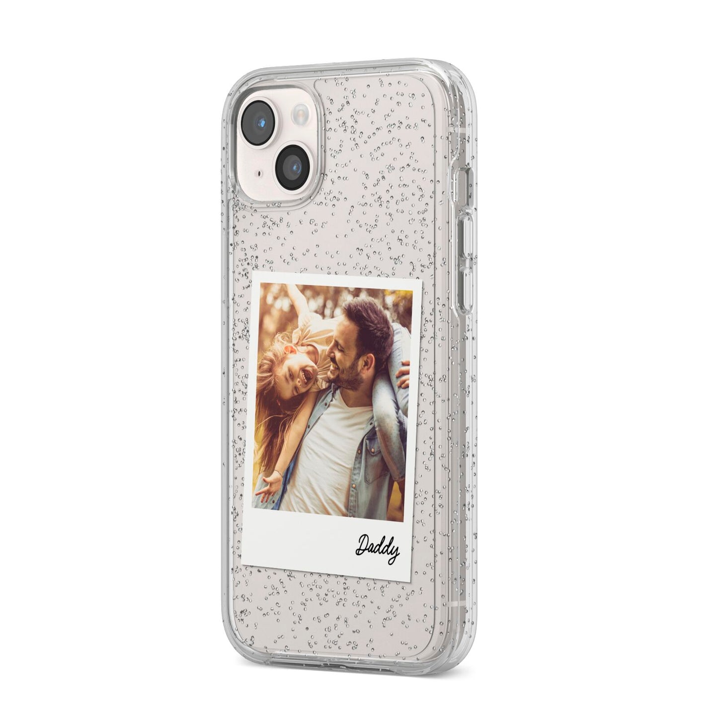 Fathers Day Photo iPhone 14 Plus Glitter Tough Case Starlight Angled Image