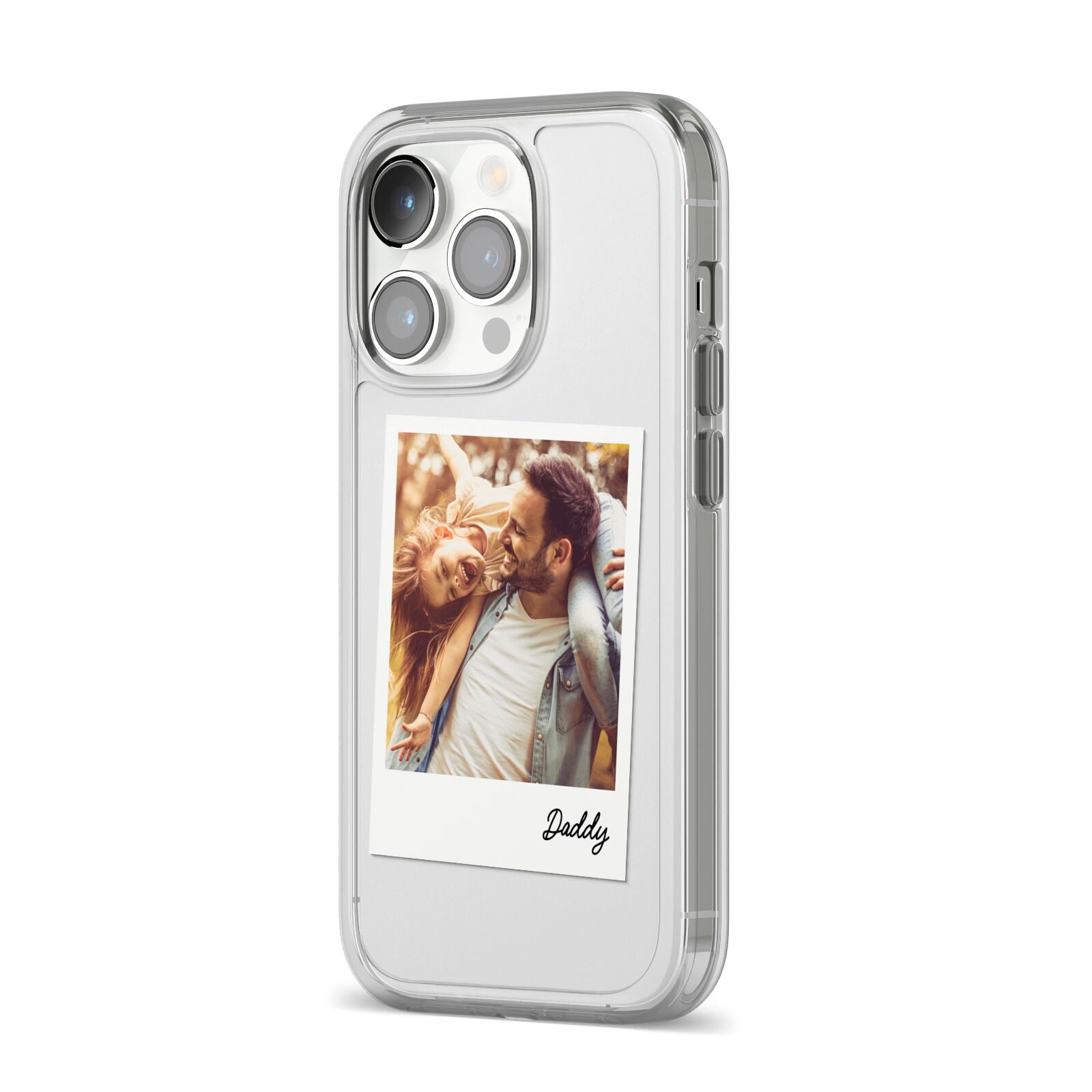 Fathers Day Photo iPhone 14 Pro Clear Tough Case Silver Angled Image