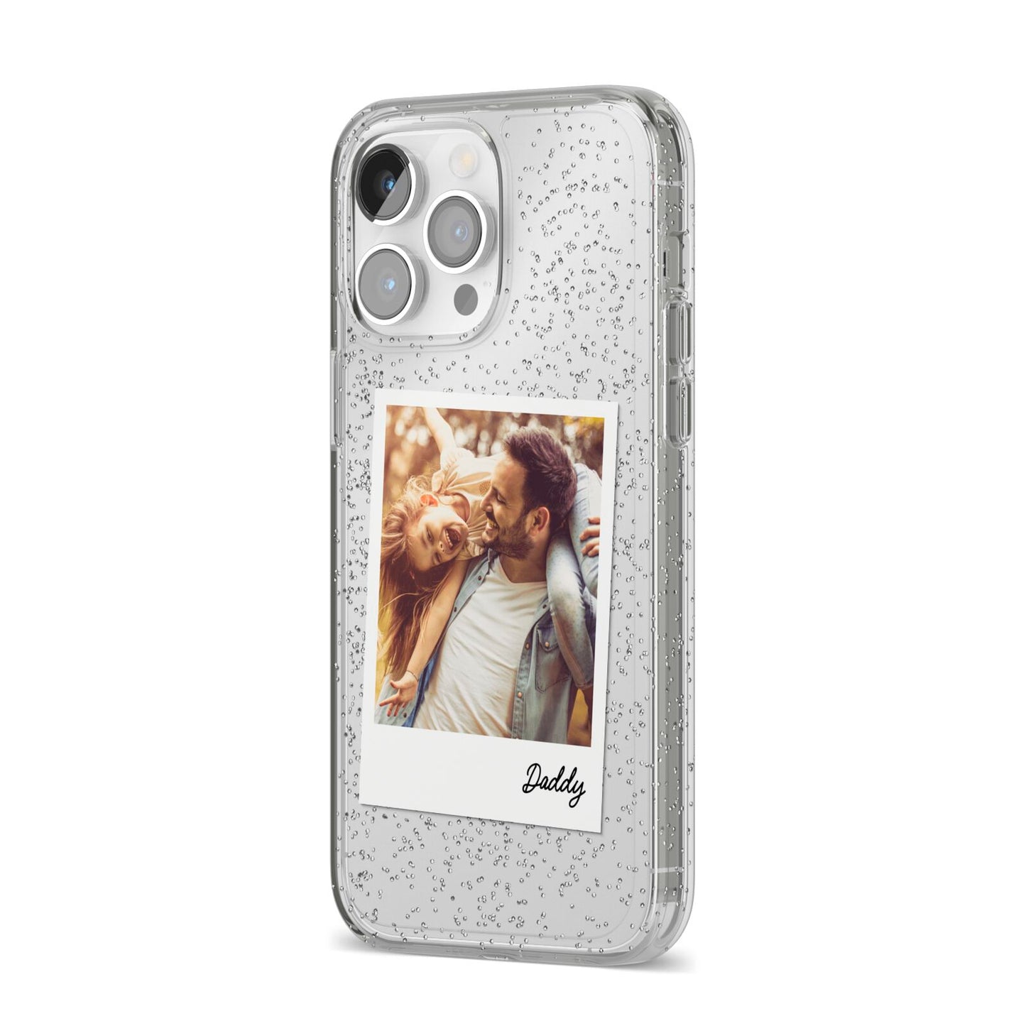 Fathers Day Photo iPhone 14 Pro Max Glitter Tough Case Silver Angled Image