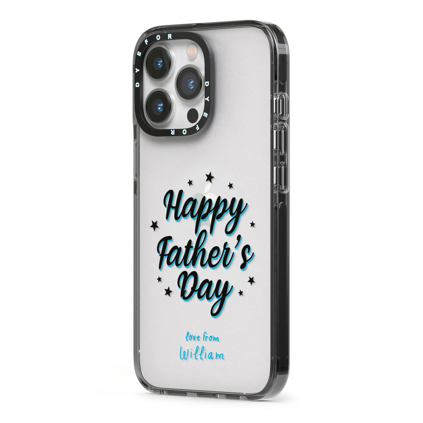 Fathers Day iPhone 13 Pro Black Impact Case Side Angle on Silver phone