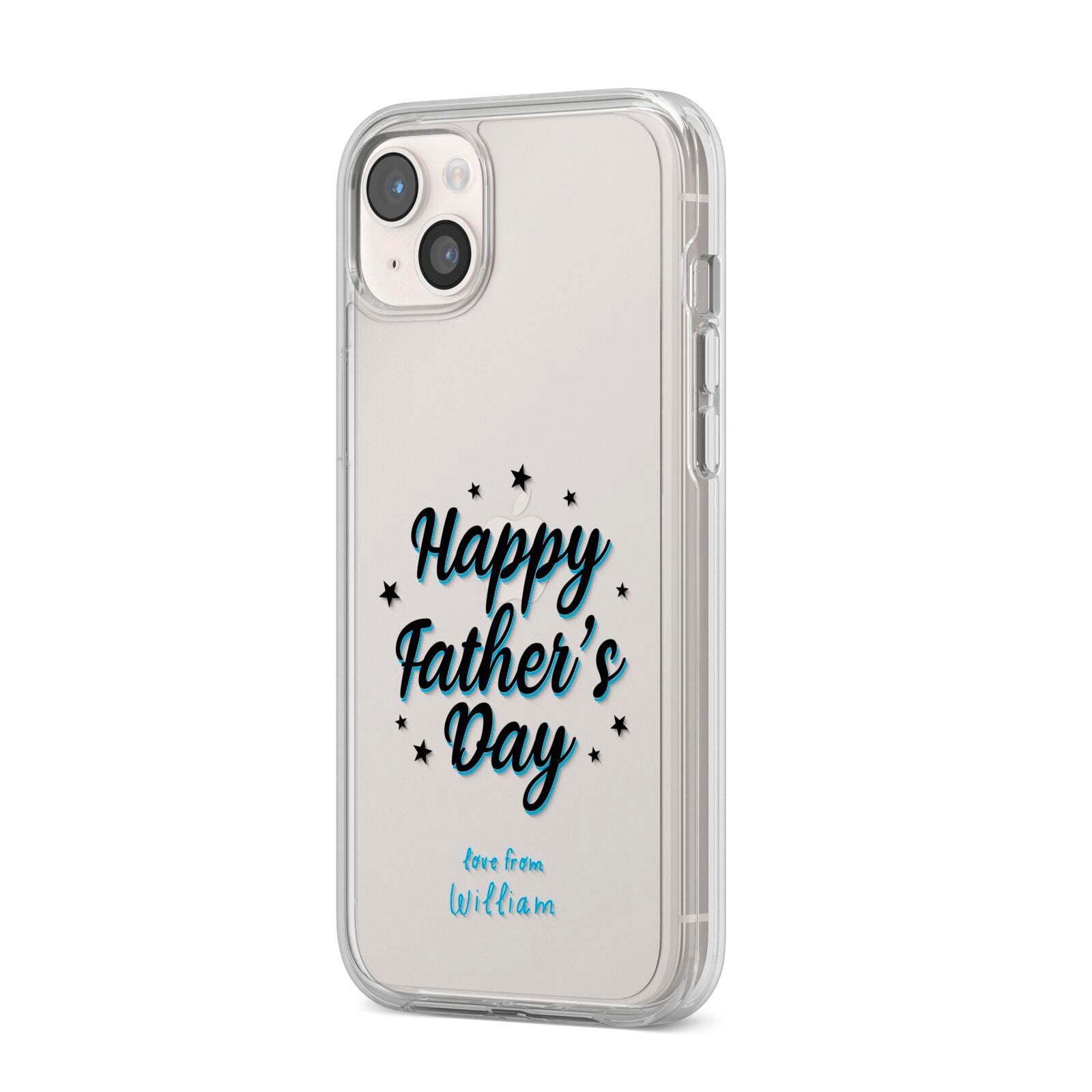 Fathers Day iPhone 14 Plus Clear Tough Case Starlight Angled Image