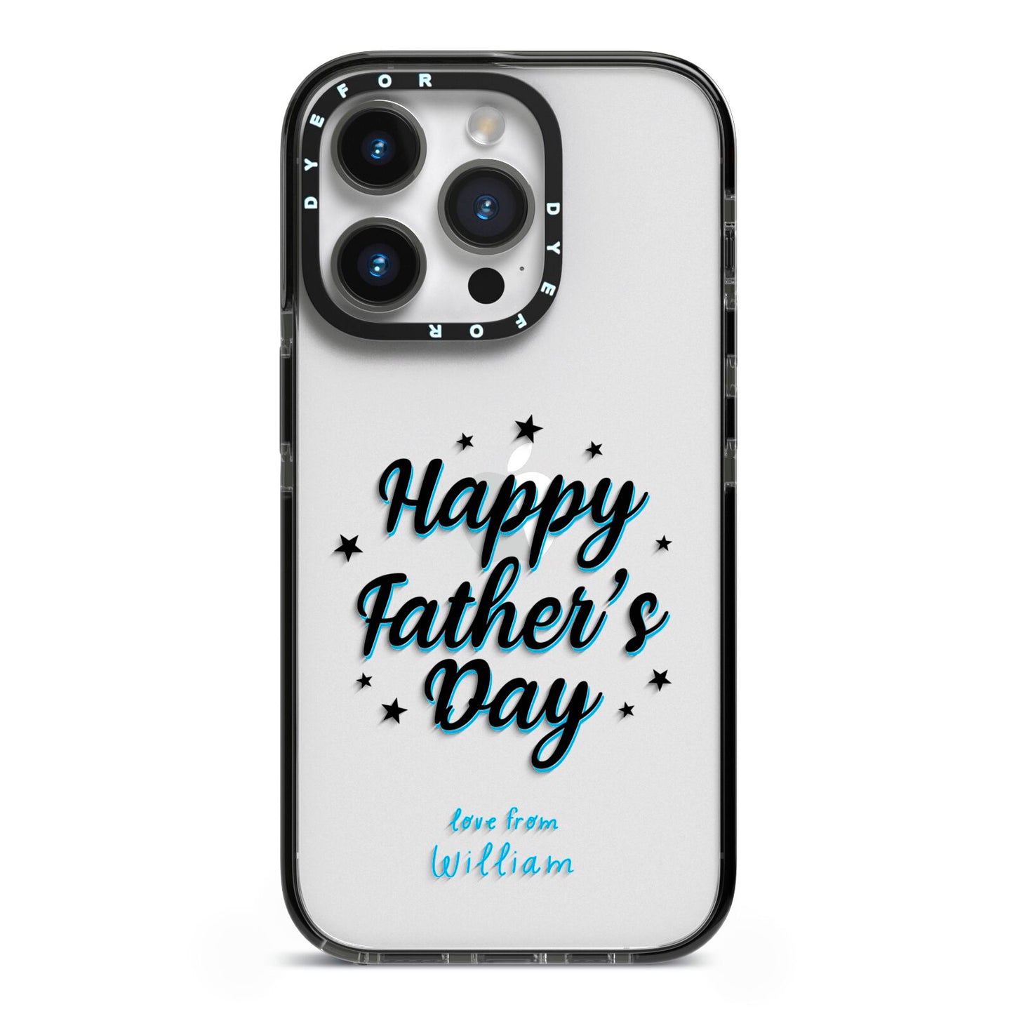 Fathers Day iPhone 14 Pro Black Impact Case on Silver phone
