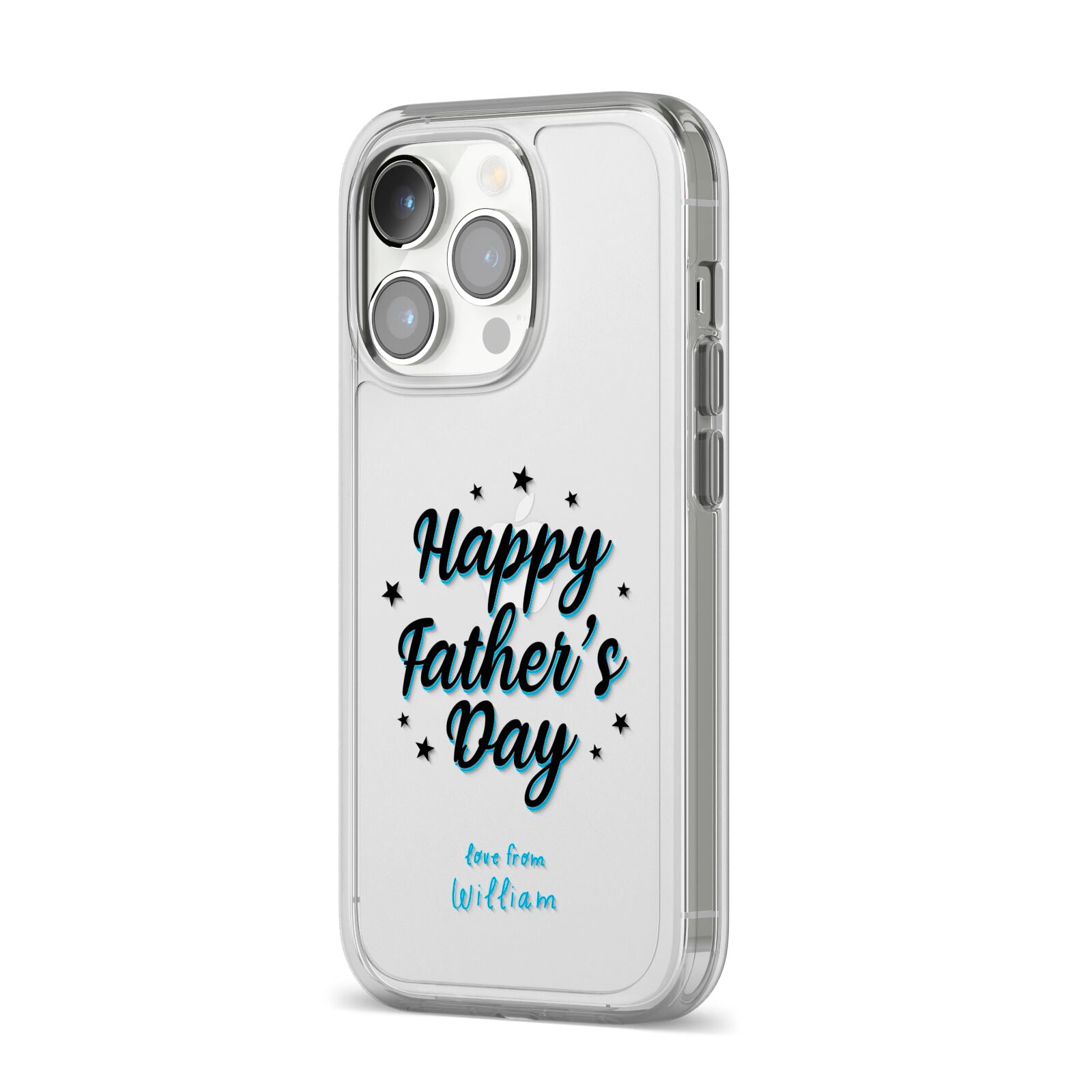 Fathers Day iPhone 14 Pro Clear Tough Case Silver Angled Image