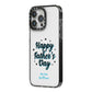 Fathers Day iPhone 14 Pro Max Black Impact Case Side Angle on Silver phone